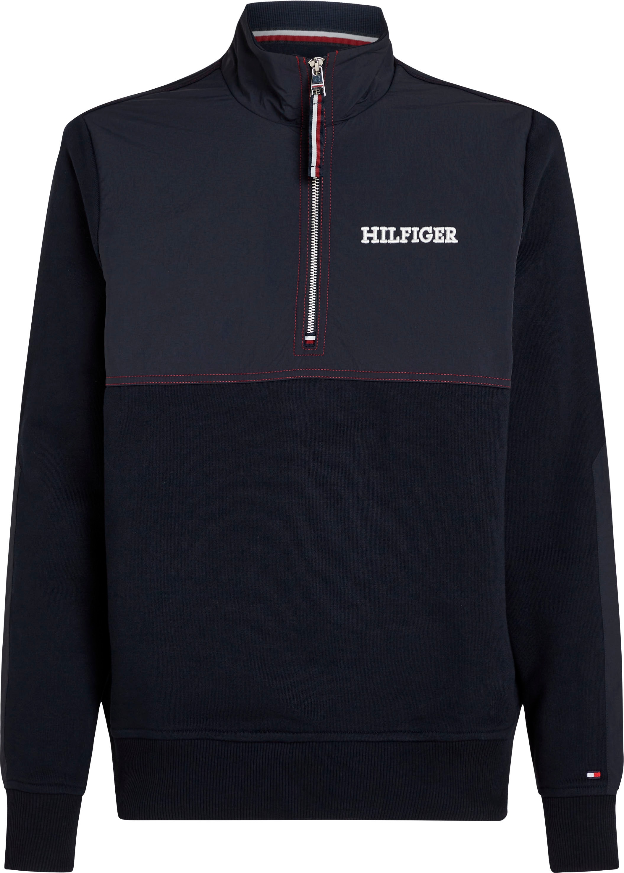 Tommy Hilfiger Sweatshirt »MONOTYPE MIX MEDIA HALF ZIP«, mit Einsätzen in anderen Materialien