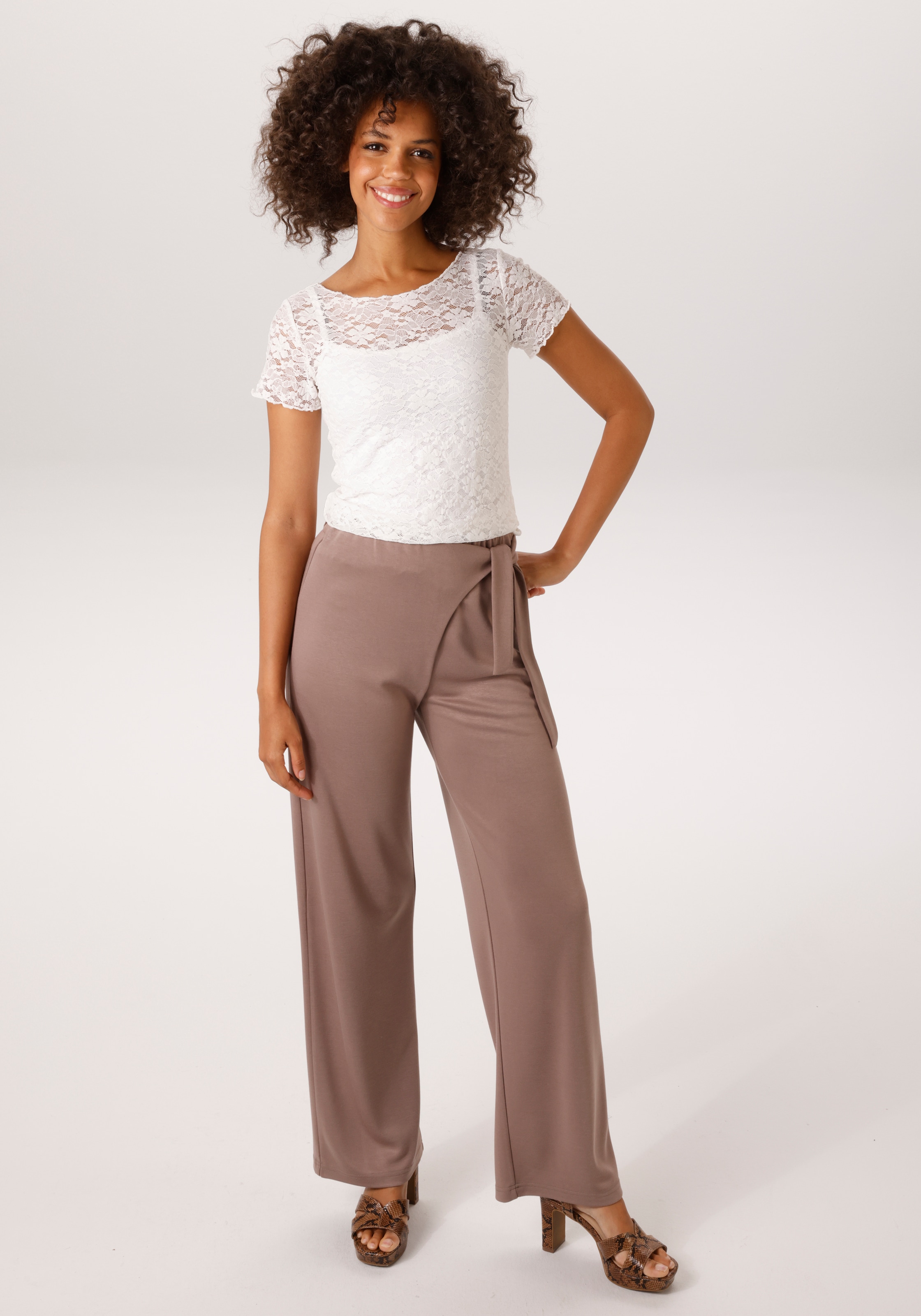 Aniston CASUAL T-Shirt aus floraler Häkelspitze - NEUE KOLLEKTION