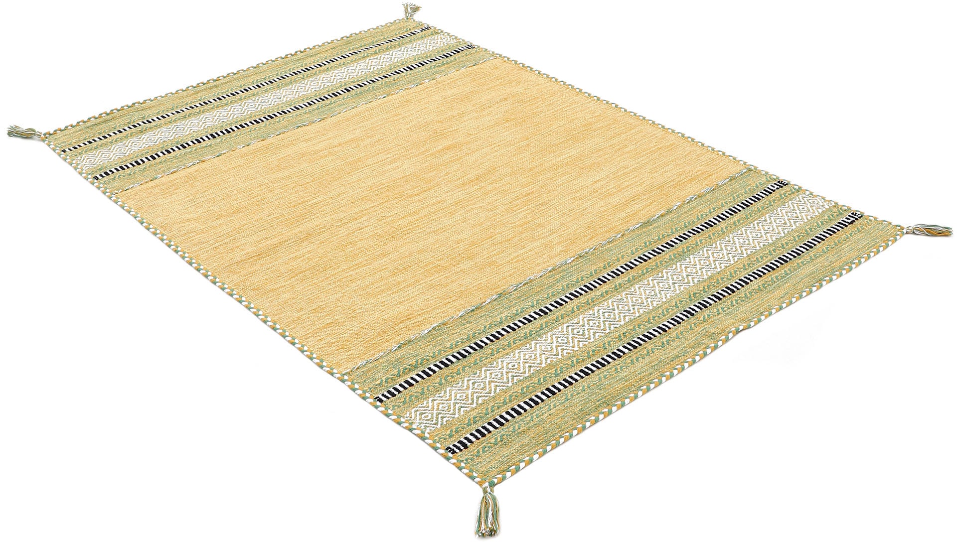 carpetfine Teppich »Kelim Azizi«, rechteckig, 5 mm Höhe, Baumwolle, Wendeteppich mit Fransen, Wohnzimmer