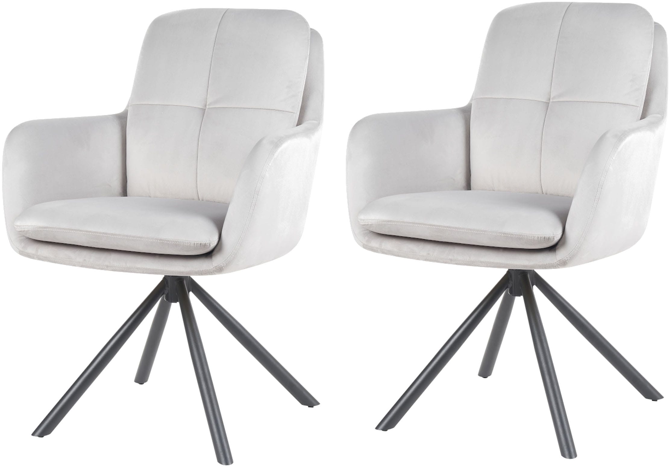 HELA Armlehnstuhl »PARMA« (Set) 2 Stk.2er Pack, 360° drehbar, 4-Fuß, Kissenoptik, Samtvelour, Armlehnen