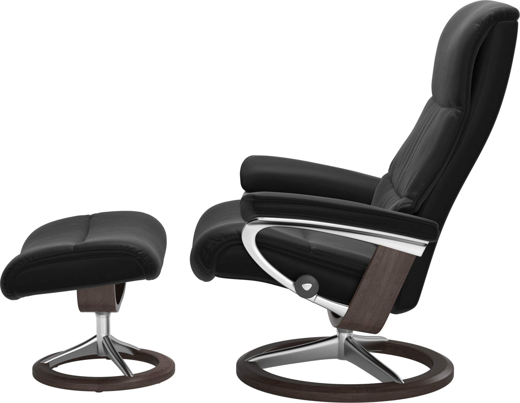 Stressless® Relaxsessel »View«, (Set, Relaxsessel mit Hocker), mit Signature Base, Größe M,Gestell Wenge