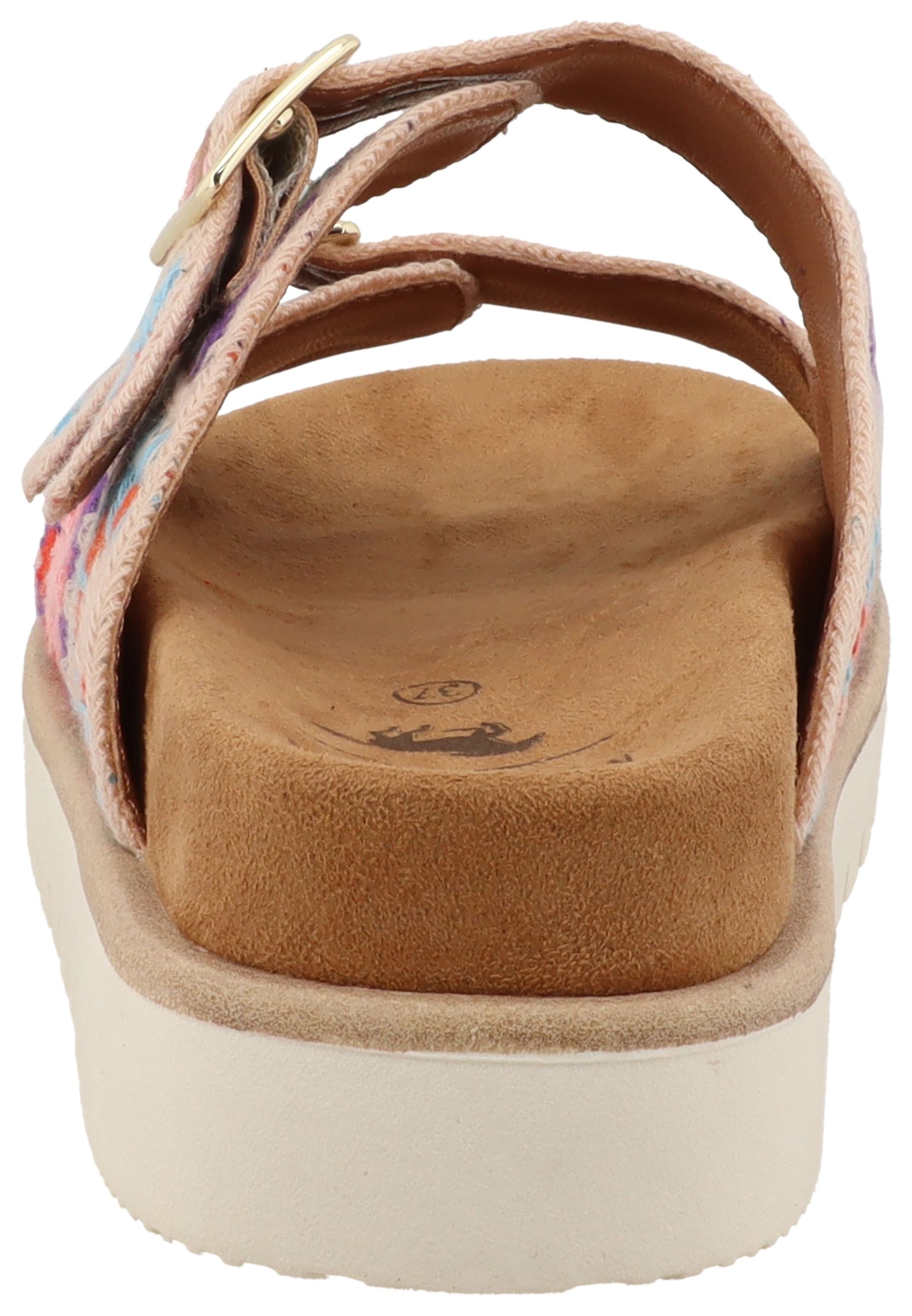 Mustang Shoes Pantolette »Malina«  Sommerschuh, Schlupfschuh mit aufwendiger, bunter Stickerei