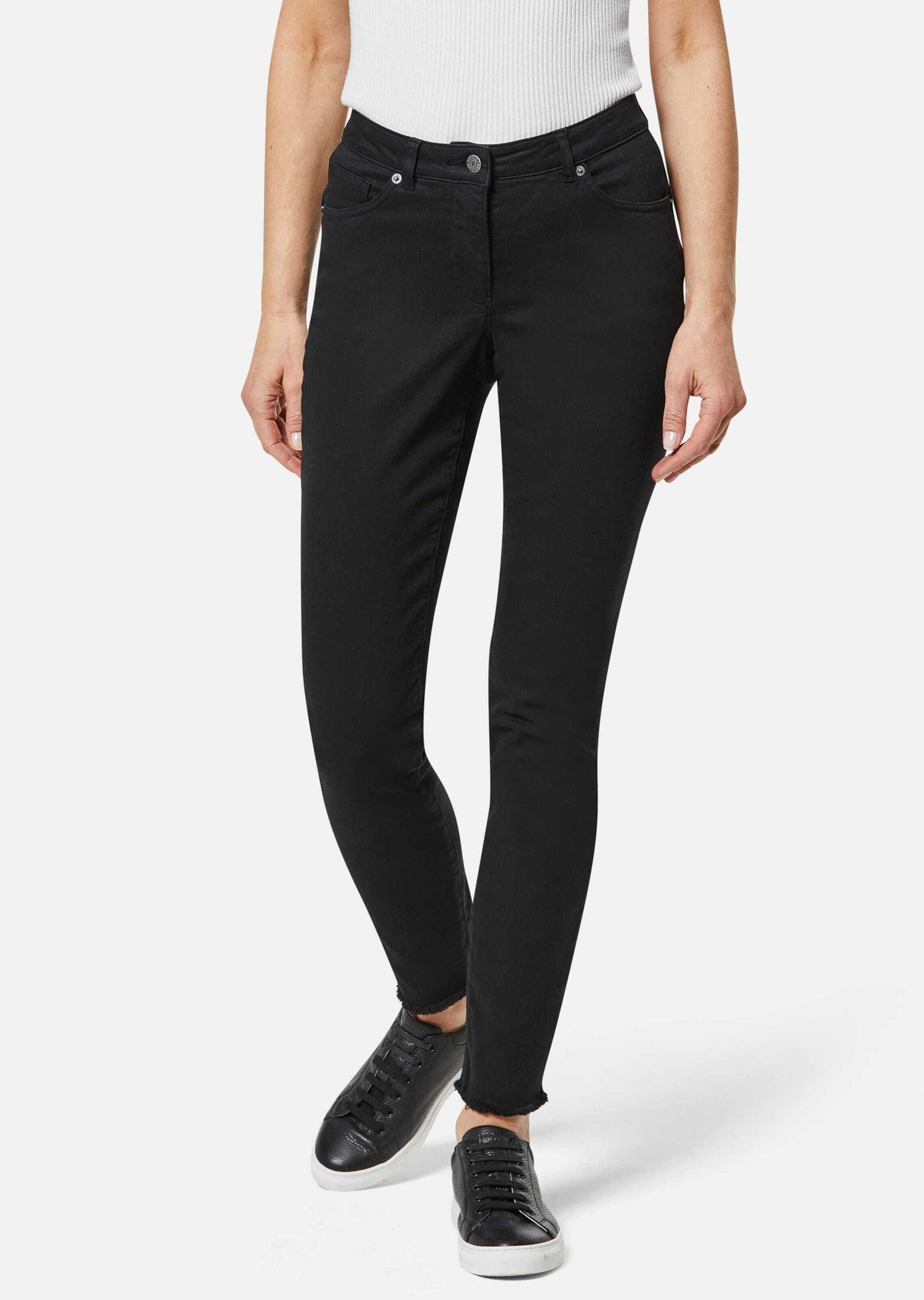 MADELEINE Regular-fit-Jeans »Jeans Mid Waist Skinny-Hose mit Fransen«