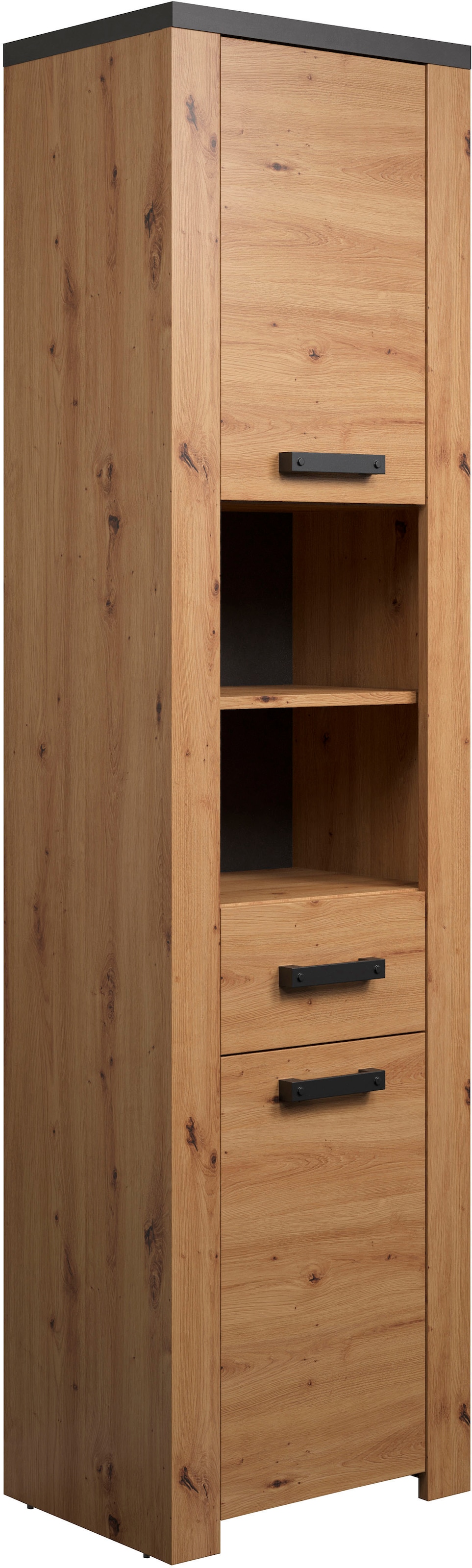Home affaire Hochschrank »Ambres«, (1 St.), Badschrank in matter Echtholzoptik - Maße (B/T/H) 53/35/196 cm
