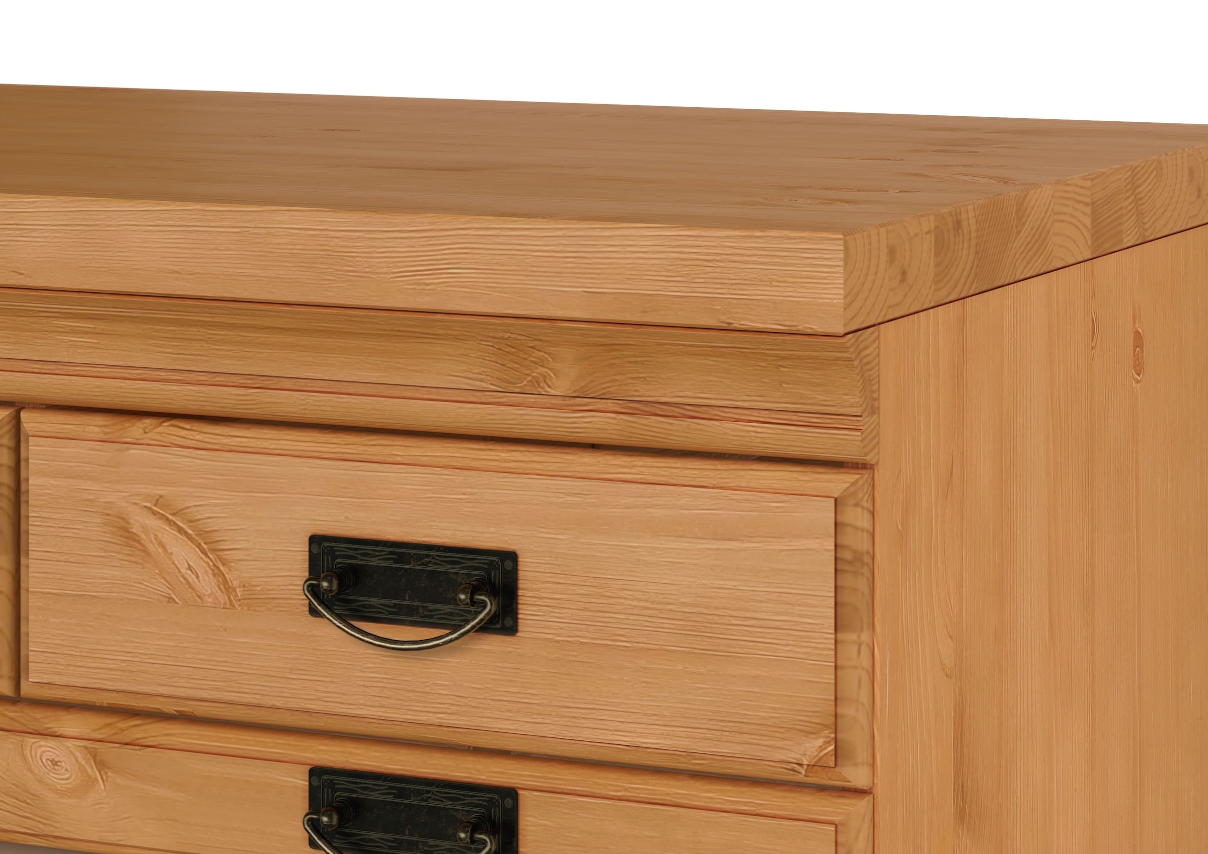 Home affaire Unterschrank »Rügen«, Breite 80 cm, Kiefer massiv, Schubkästen mit Glaseinsatz