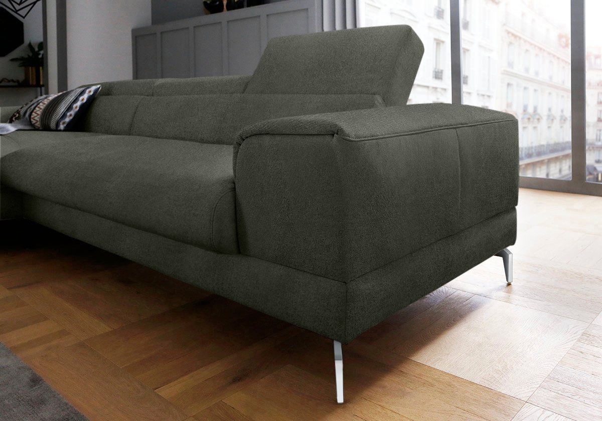W.SCHILLIG Ecksofa »piedroo, Designsofa mit tollem Sitzkomfort, bequem und elegant, L-Form« Kopfteilverstellung, wahlweise mit Sitztiefenverstellung, Breite 303cm