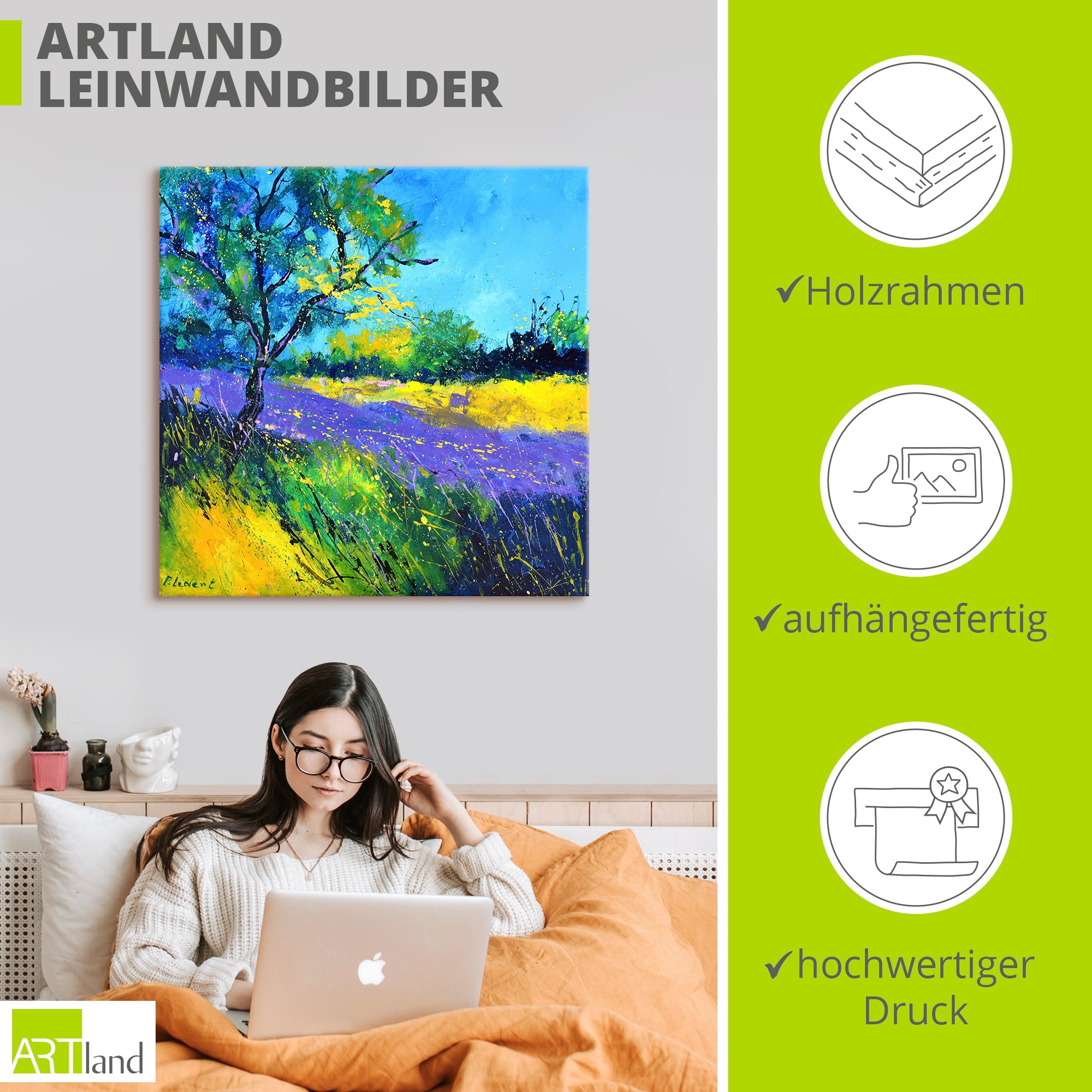 Artland Wandbild »Lavender field« Wiesen & Baumbilder 1 Stk. tlg. als Alubild, Leinwandbild, Poster, Wandaufkleber in verschied. Größen