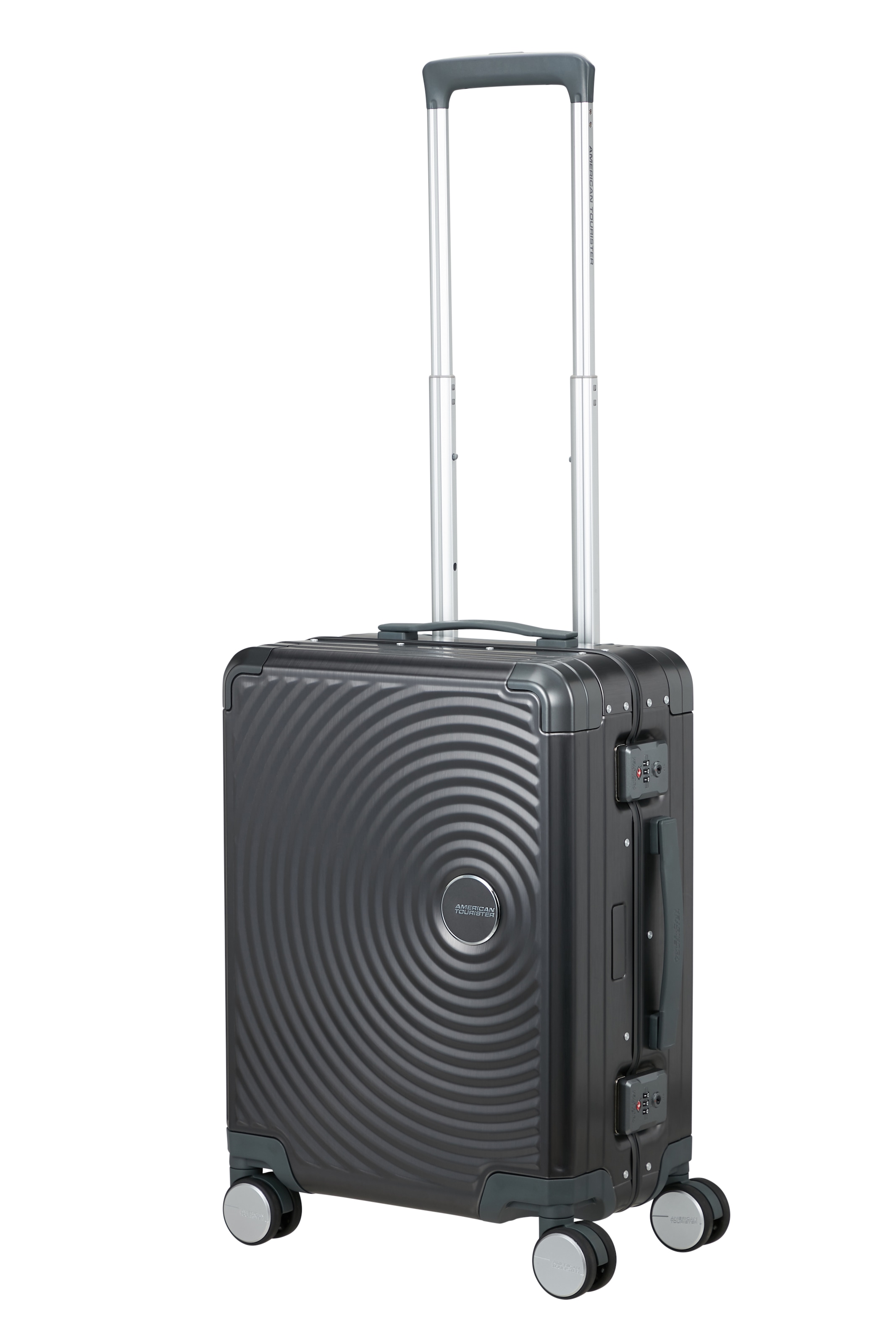American Tourister® Hartschalen-Trolley »SOUNDBOX ALU, verschiedene Größen und Farben« 39 l 4 Rollen Hartschalen-Koffer zwei TSA-Schlösser Aluminium-Koffer