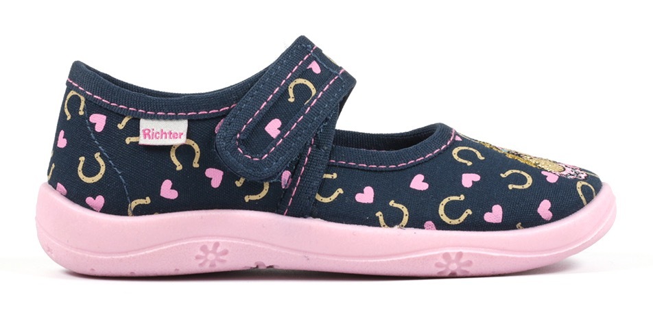 Richter Hausschuh, Klettschuh, Kindergarten Schuh mit süßem Print