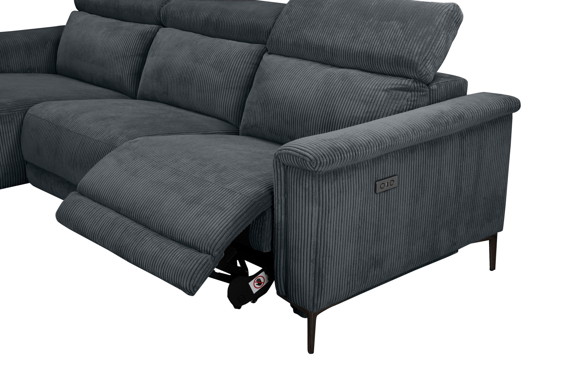 Places of Style Ecksofa »Lund in Cord, L-Form, 261 cm, manuelle und elektr. Relaxfunktion,«, USB-A und Kopfteilverstellung
