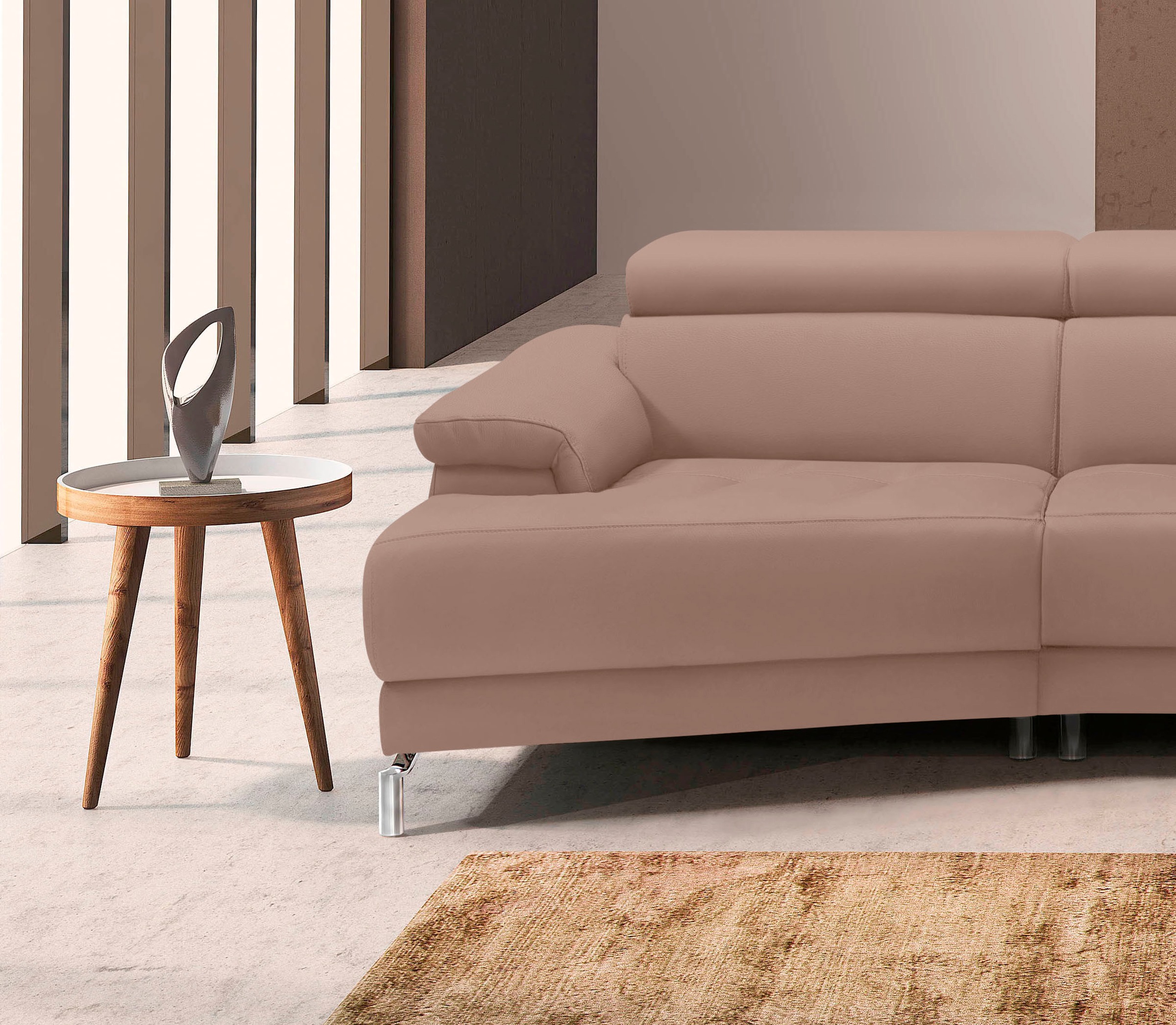 Egoitaliano Ecksofa »Soul, extravagantes Designsofa, Megasofa, super bequem, tolle Details«, mit Trapez-Abschlußelement, inkl verstellbarer Kopfteile
