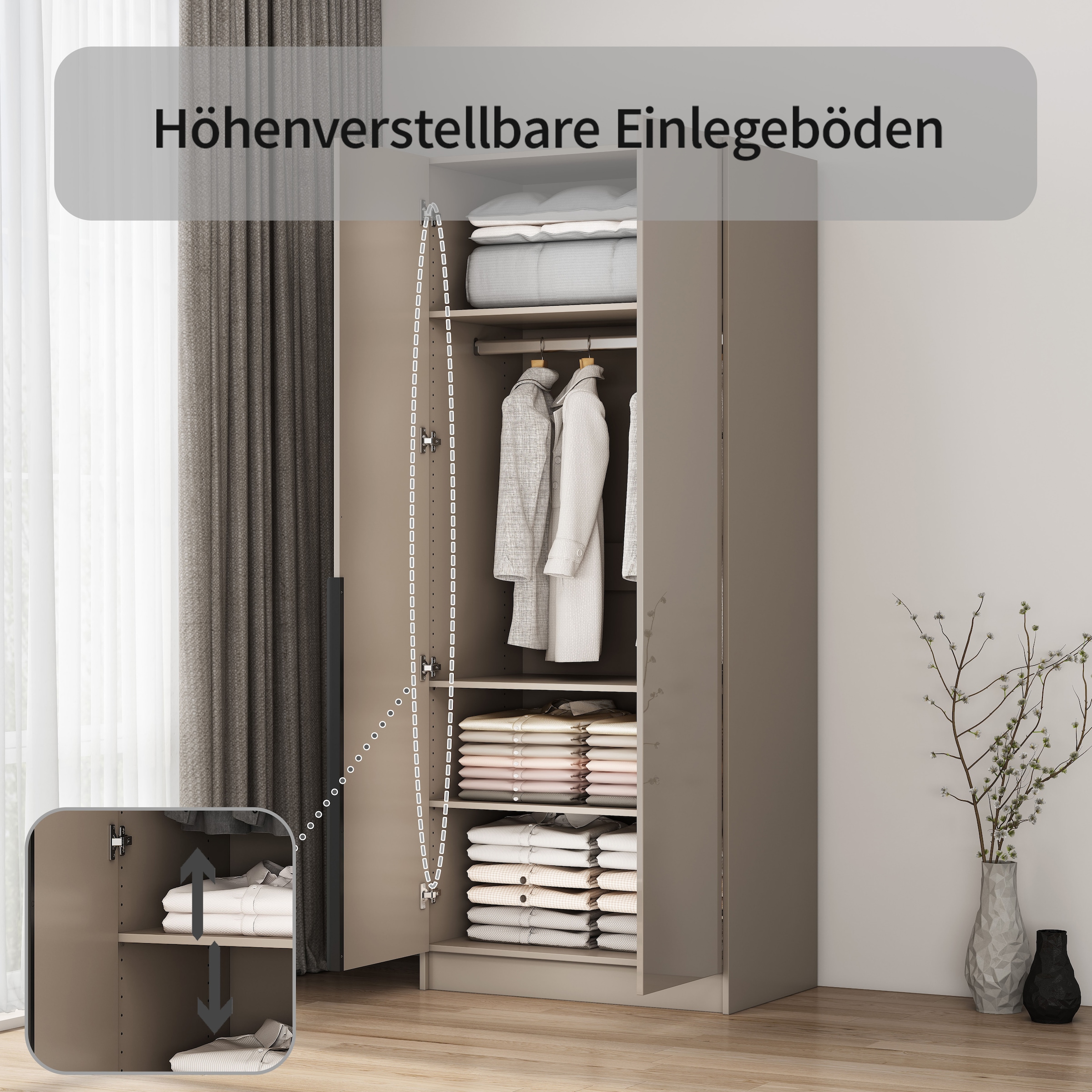 OTTO home Kleiderschrank »Annor Schlafzimmerschrank Breite 82cm hochglanz Schrank Garderobe«