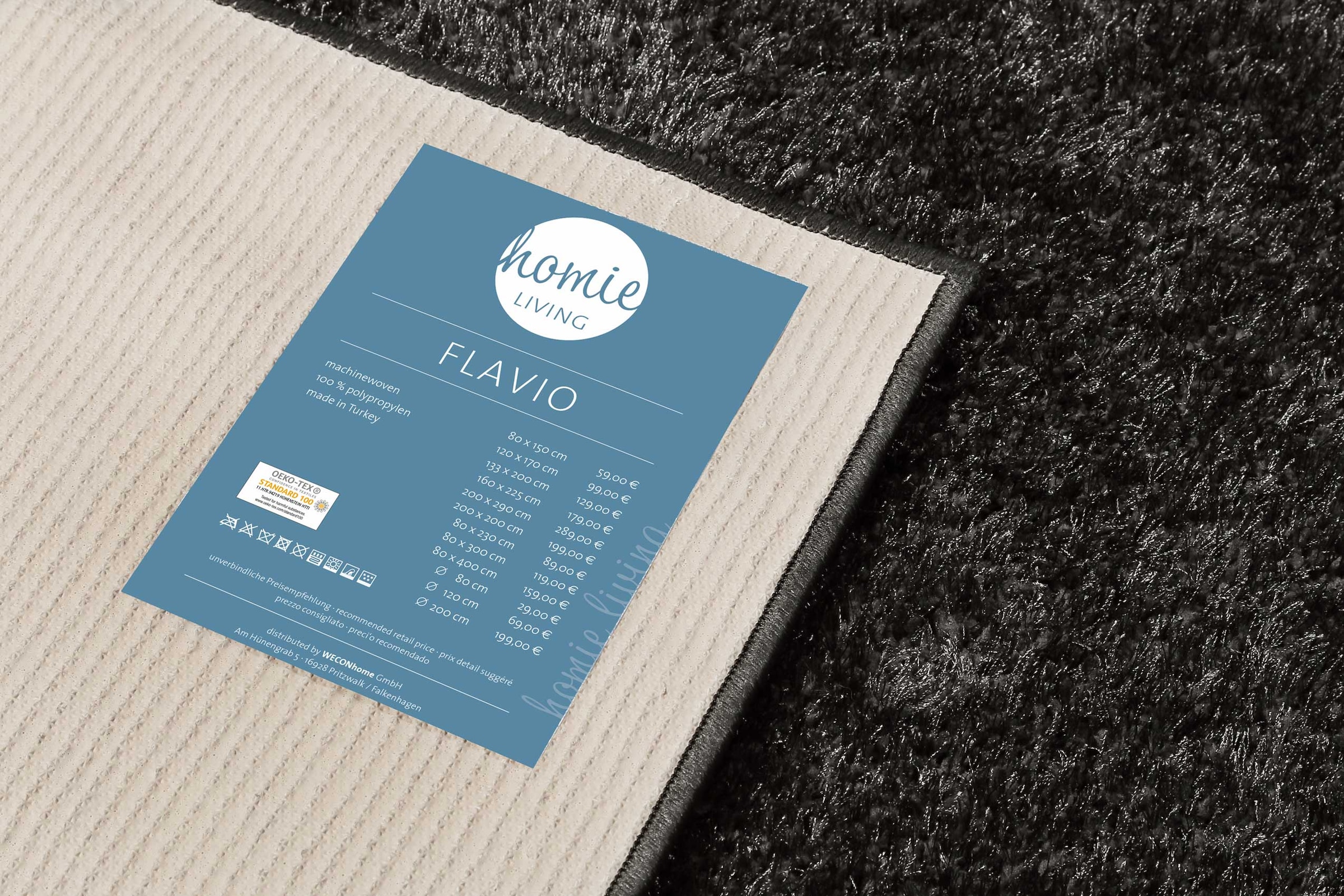 Homie Living Teppich »Flavio«, quadratisch, 30 mm Höhe, Hochflor, gewebt, weich, uni, Wohnzimmer, Schlafzimmer, waschbar