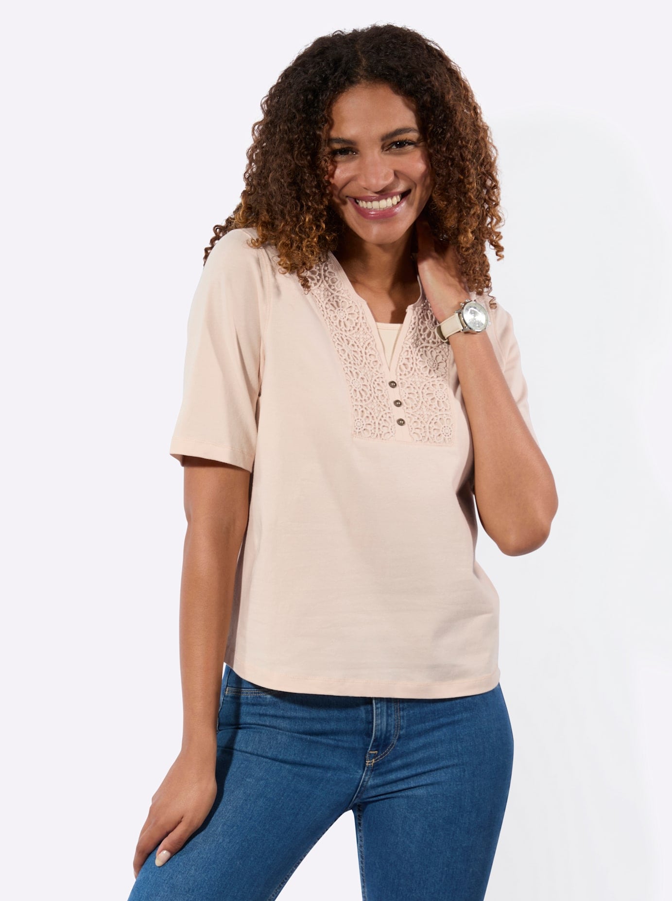 Inspirationen Spitzenshirt »Kurzarm-Shirt« 1 tlg.