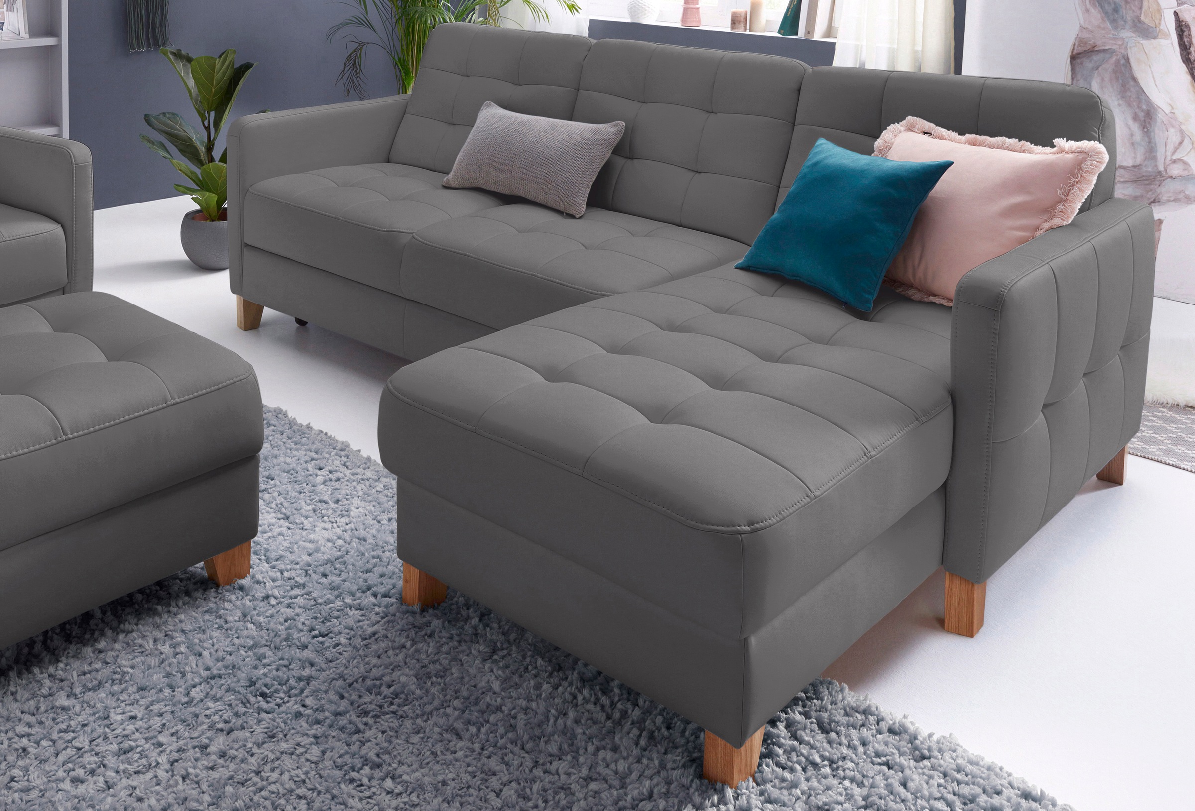 exxpo - sofa fashion Ecksofa »Elio, kompakt und komfortabel, bequem und zeitloses Design, L-Form«, wahlweise mit Bettfunktion