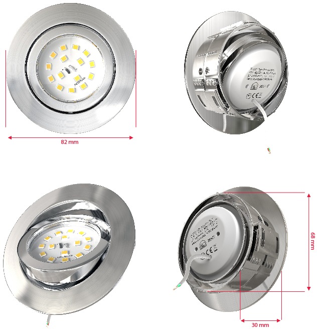 B.K.Licht LED Einbauleuchte, 5 flammig-flammig, LED Einbaustrahler, dimmbar, 3-stufig, Wandschalter, schwenkbar