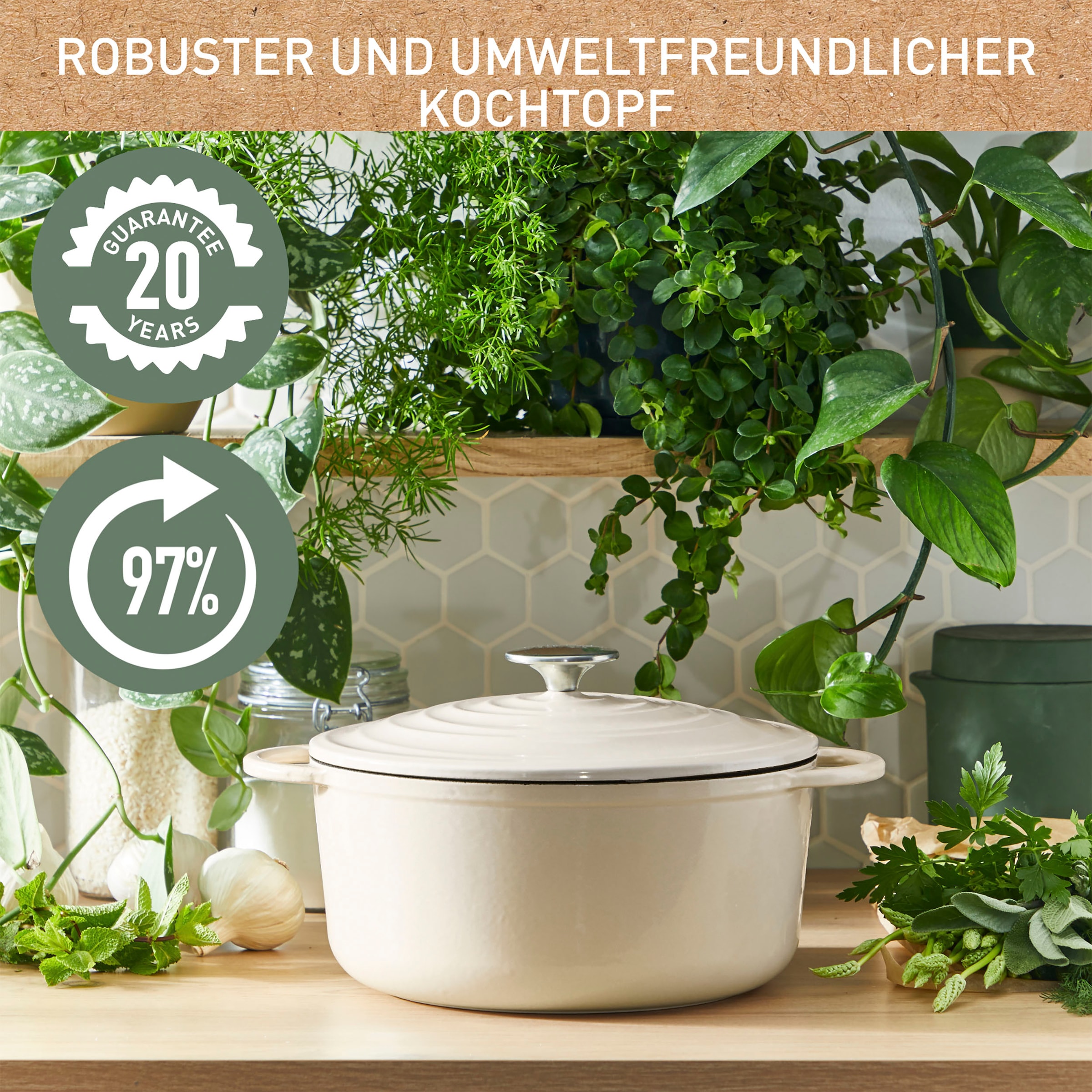 Tefal Kochtopf »LOV«, Gusseisen, (1 tlg.), umweltfreundlich, unbedenkliche Pigmente,Schongaren, Ø25 cm, Induktion