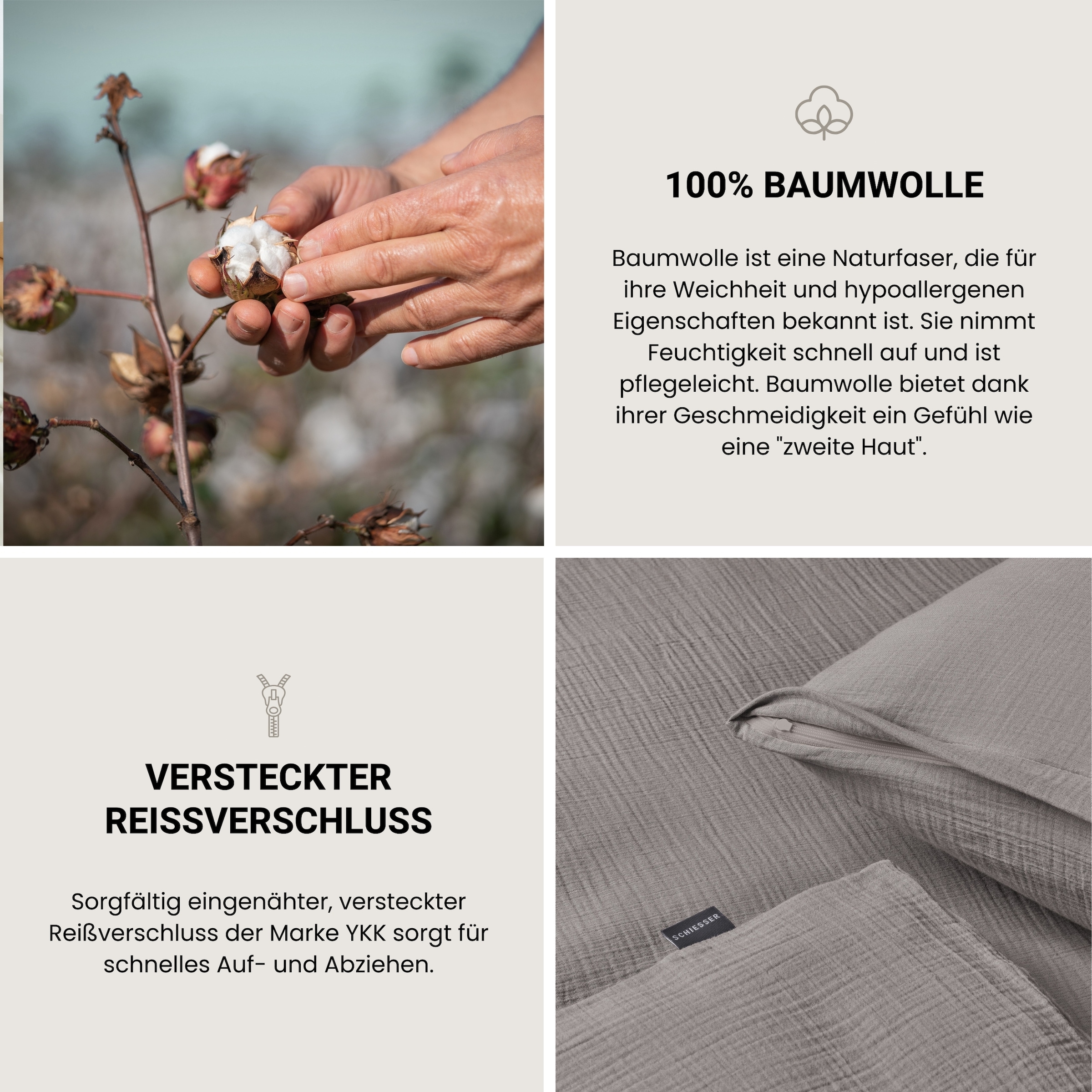 Schiesser Bettwäsche »Molly aus supersofter Musselin-Qualität in gedeckten Farben«, Made in Green
