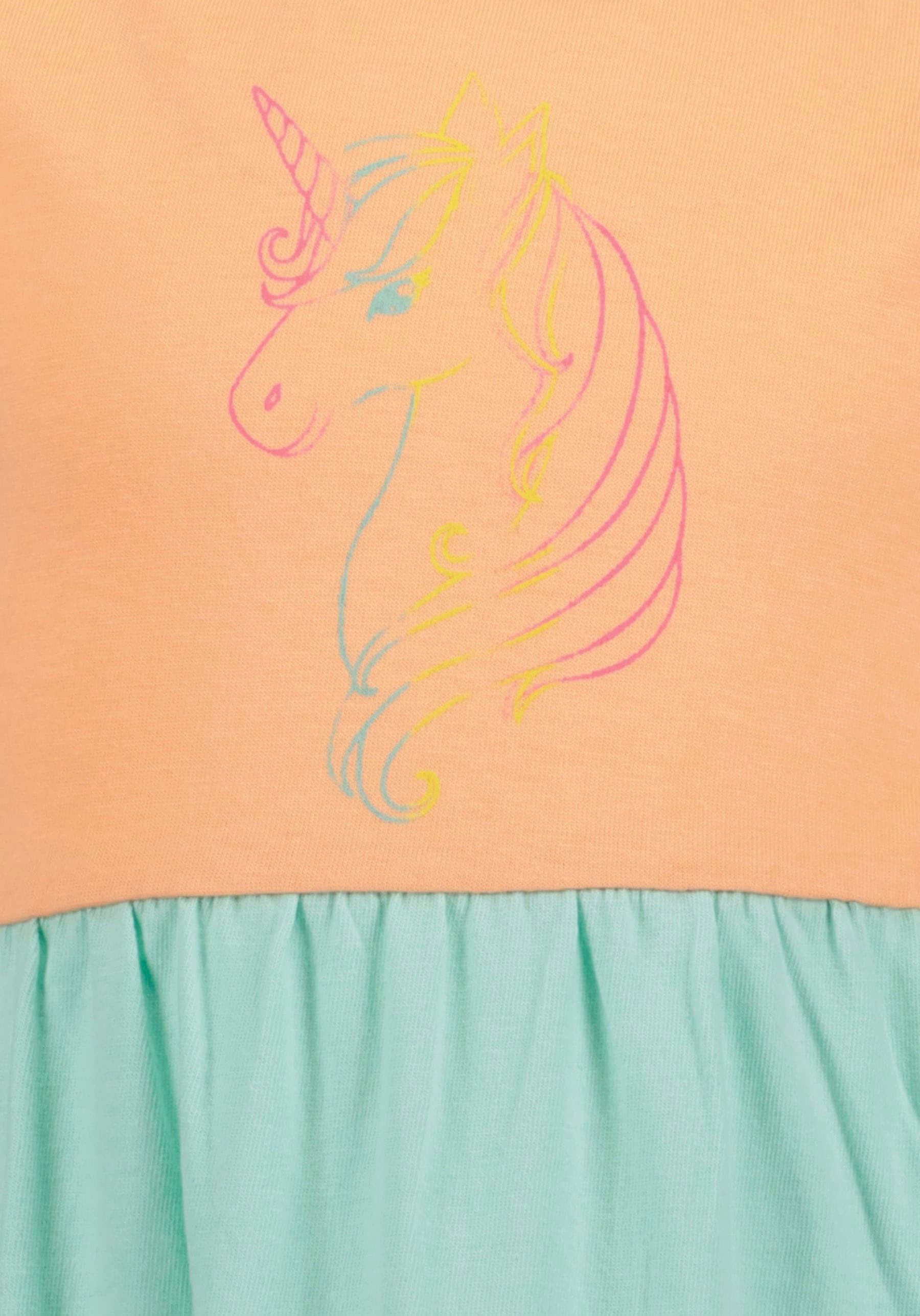 Blue Seven Jerseykleid 1 tlg. tlg. mit süßem Einhorn-Motiv und tollen Volants