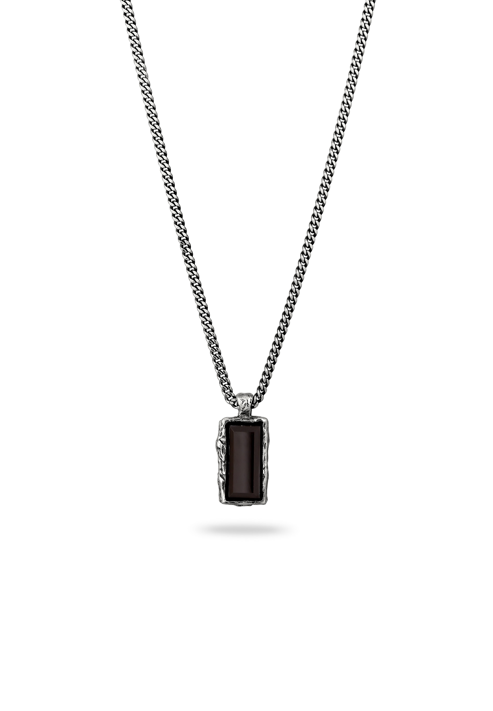HAZE & GLORY Kette mit Anhänger »Halskette Anhänger Rechteck Onyx Schwarz 925 Sterling Silber - Bold Bar«