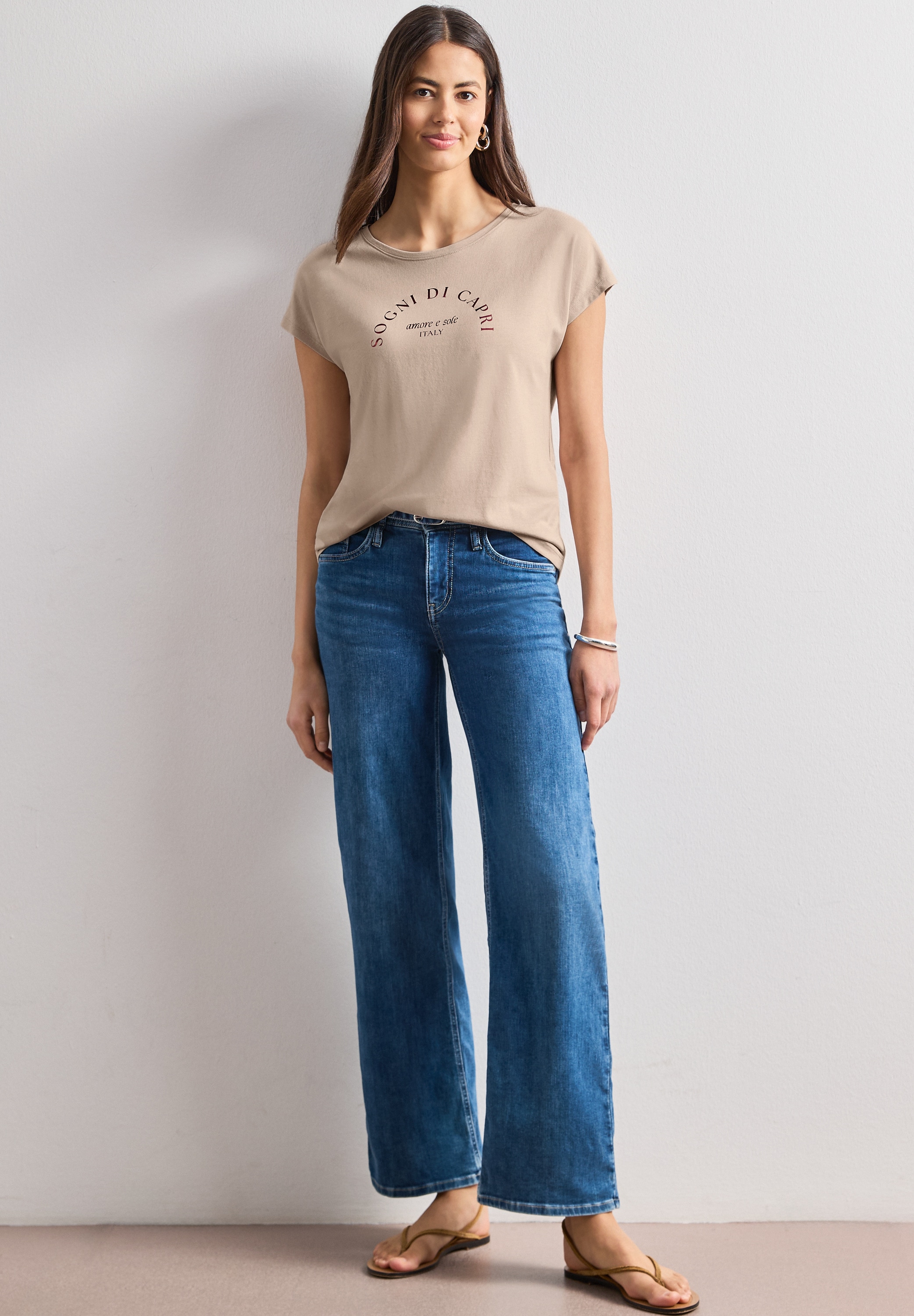 STREET ONE Shirttop Sommershirt mit Wording Artwork