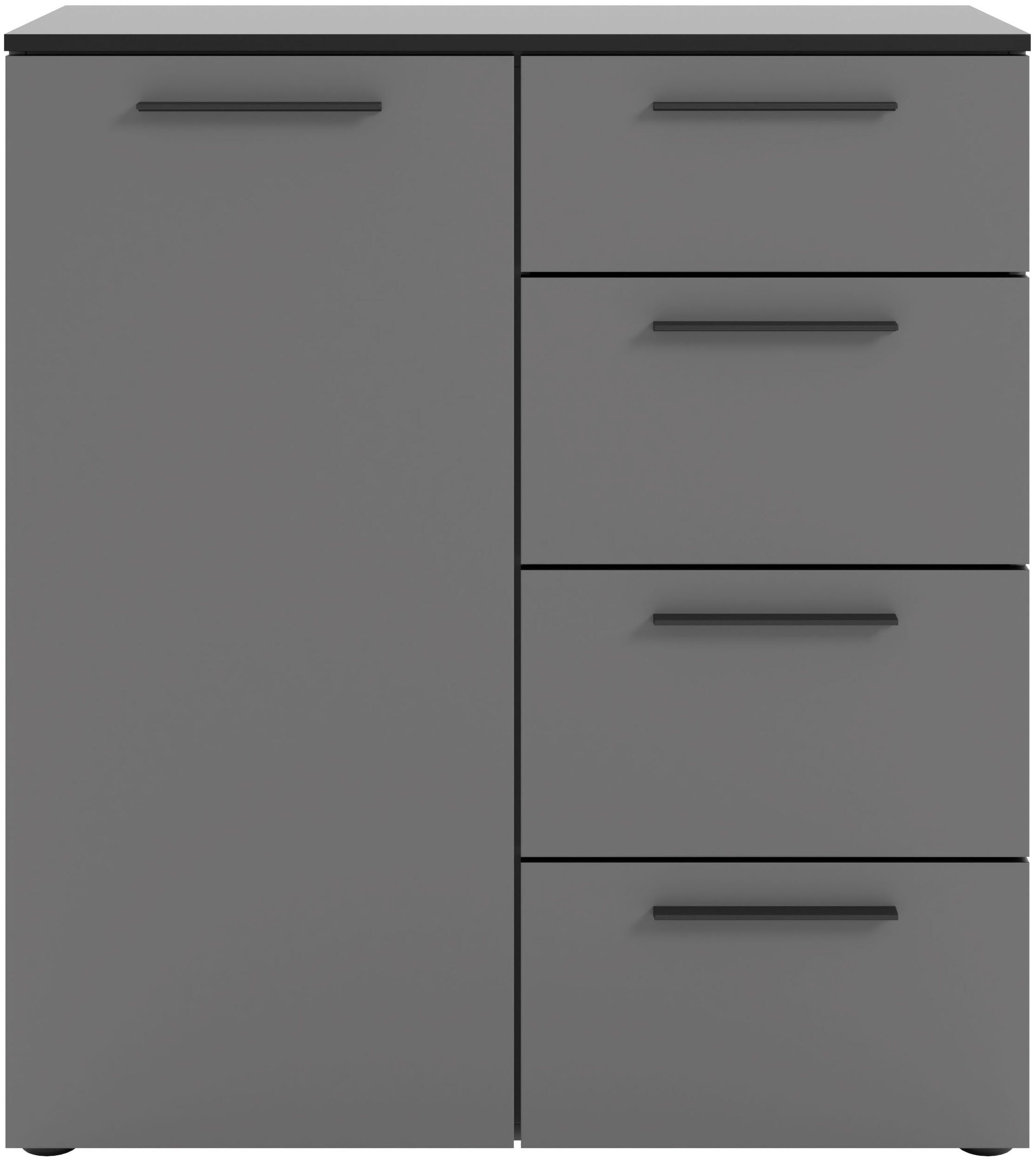 Manjana Möbel Kommode »mit Schwarz matten Metallgriffen in verschiedenen Ausführungen« mit Soft-Close-Funktion, mit melaminbeschichteter Oberfläche