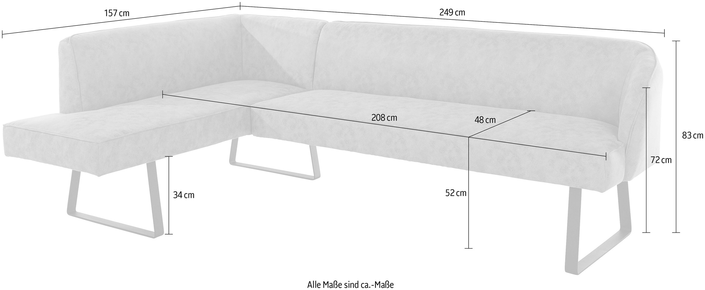 exxpo - sofa fashion Eckbank »Americano«, mit Keder und Metallfüßen, Bezug in verschiedenen Qualitäten