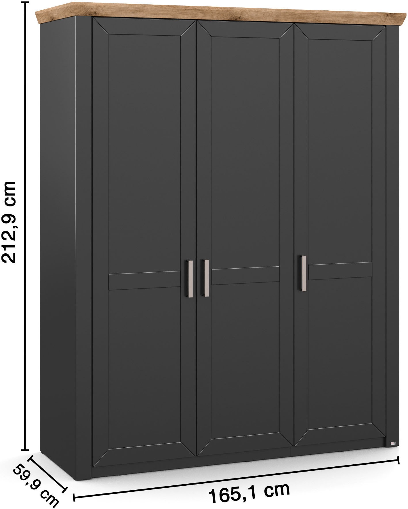 set one by Musterring Kleiderschrank »York Schlafen«, (1 St.), mit Holztüren und Kranz in Eiche, versch. Breiten, Höhe 207 x T60cm