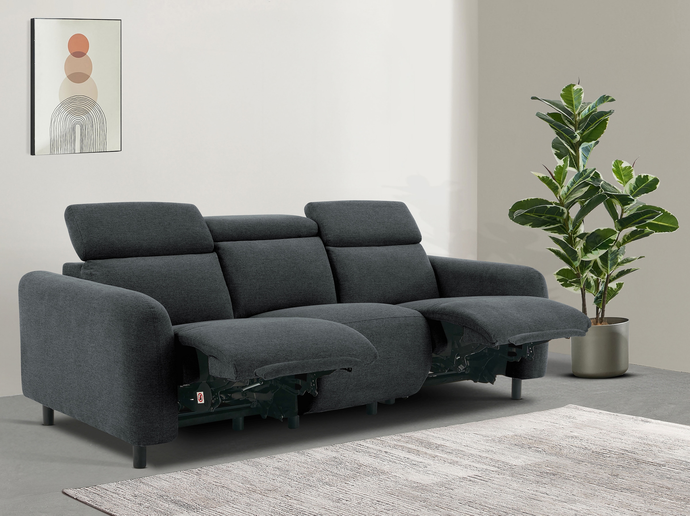 Home affaire 3-Sitzer »SKAANE Struktur-Sofa, 229 cm, manuelle-u. elektrische Relaxfunktion« Relax-Funktion in 2 Sitzen, Kopfteilverstellung, Federkernpolsterung