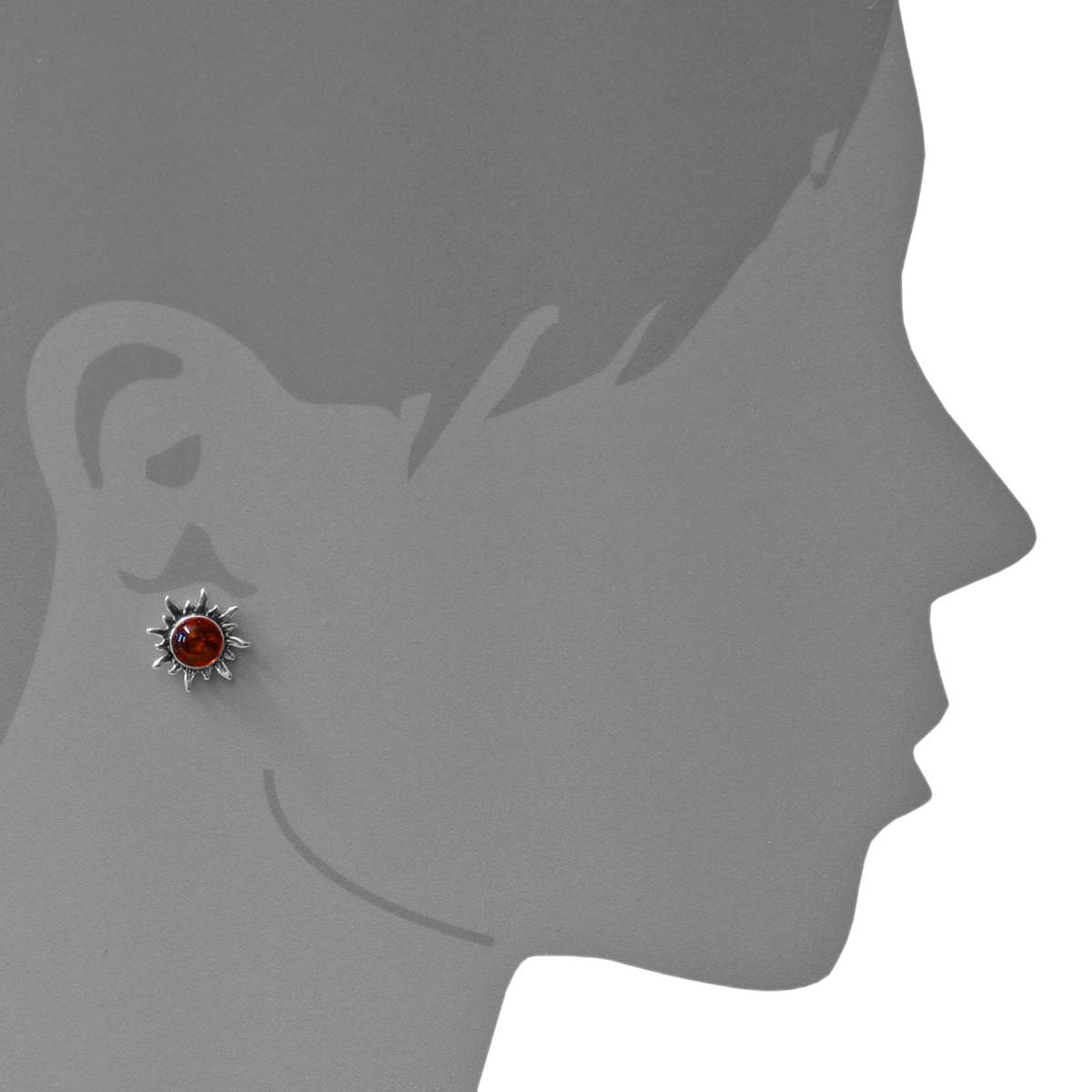 OSTSEE-SCHMUCK Paar Ohrstecker »- Sonne 16 mm - Silber 925/000 - Bernstein«