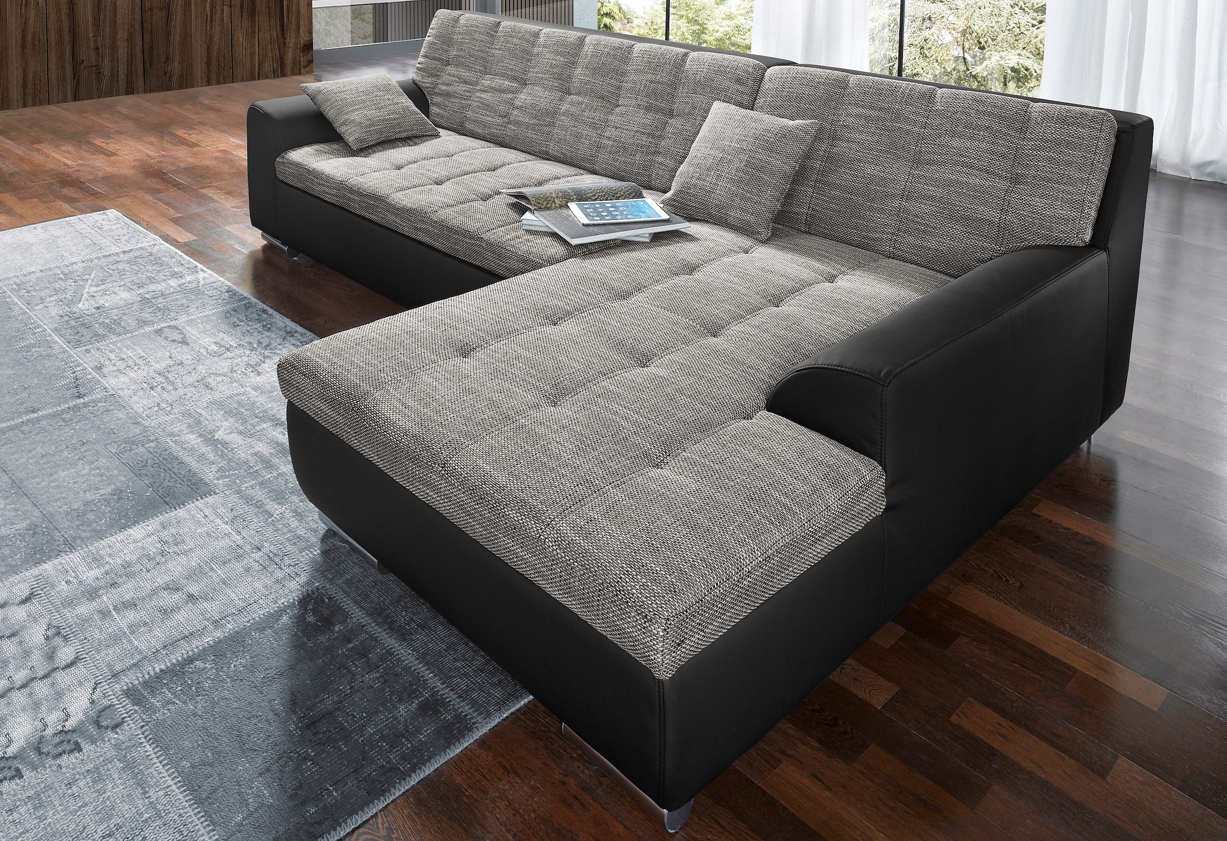 DOMO collection Ecksofa Treviso, wahlweise mit Bettfunktion, incl. Zierkissen