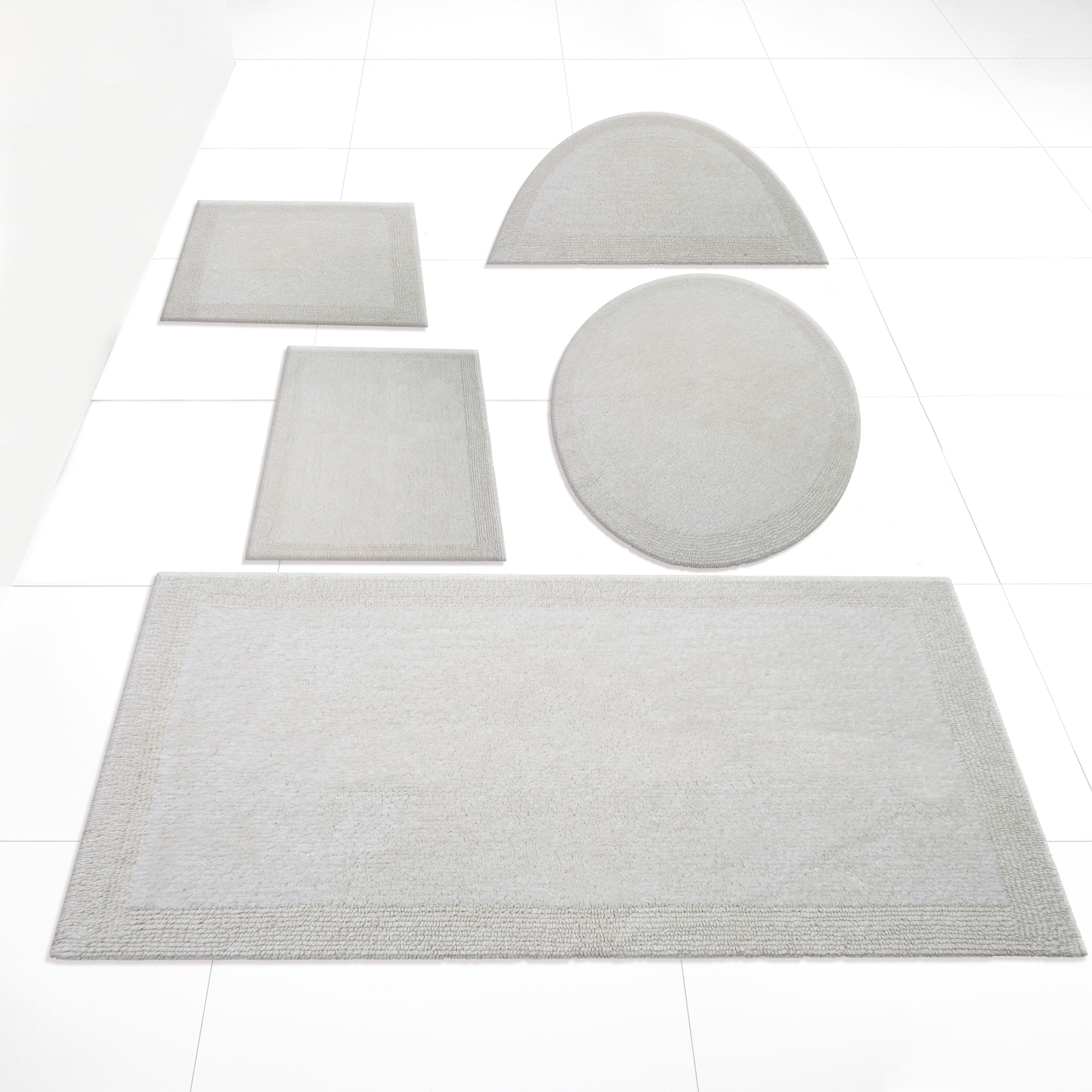 my home Badematte »Kapra, Badvorleger, Badezimmer Teppich« Höhe 14 mm beidseitig nutzbar | fußbodenheizungsgeeignet | strapazierfähig mit Bordüre, Badteppich, Badematte, Baumwolle