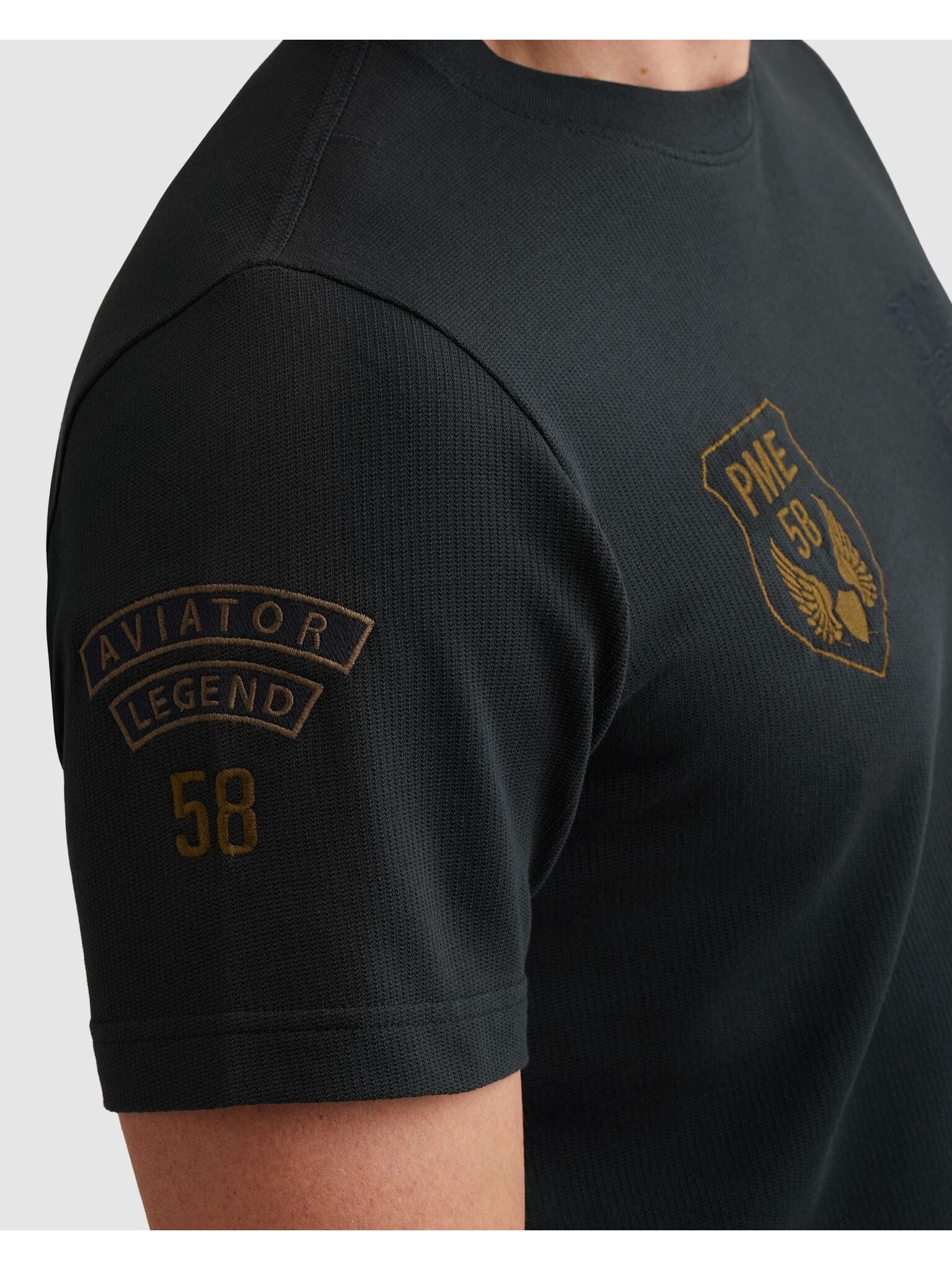 PME LEGEND T-Shirt »Short sleeve r-neck flat waffle jersey« mit Logo Prints