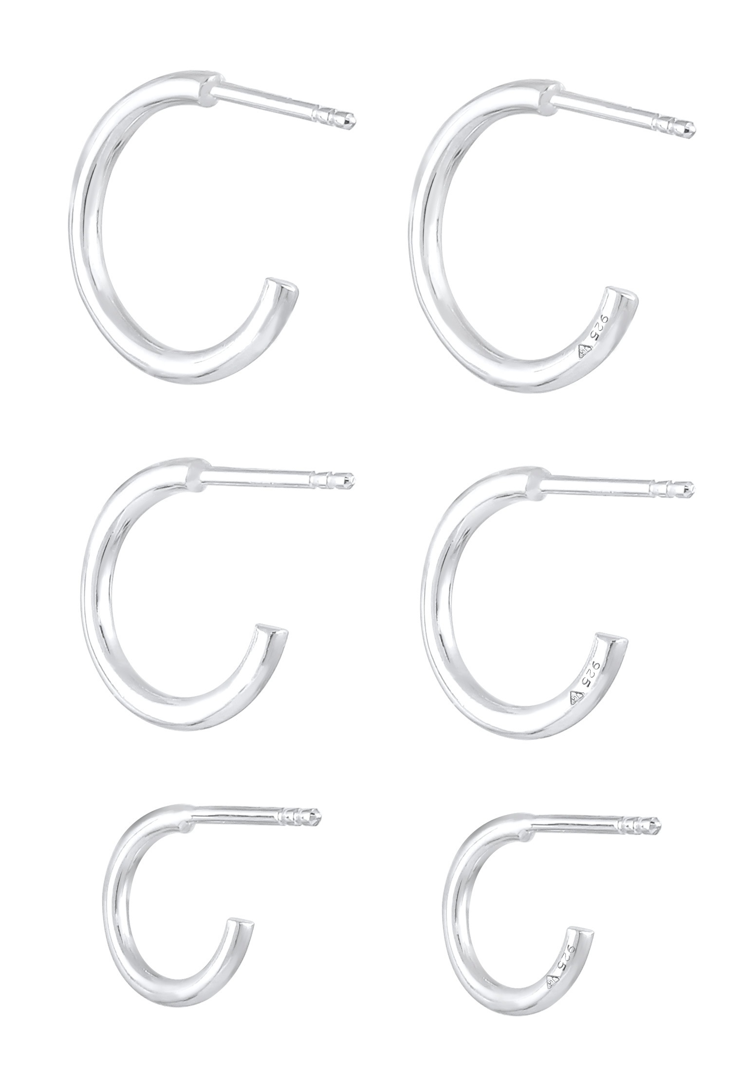 Elli Ohrstecker-Set »Ohrringe Creolen-Set Basic Hoop (6-tlg) 925 Silber«