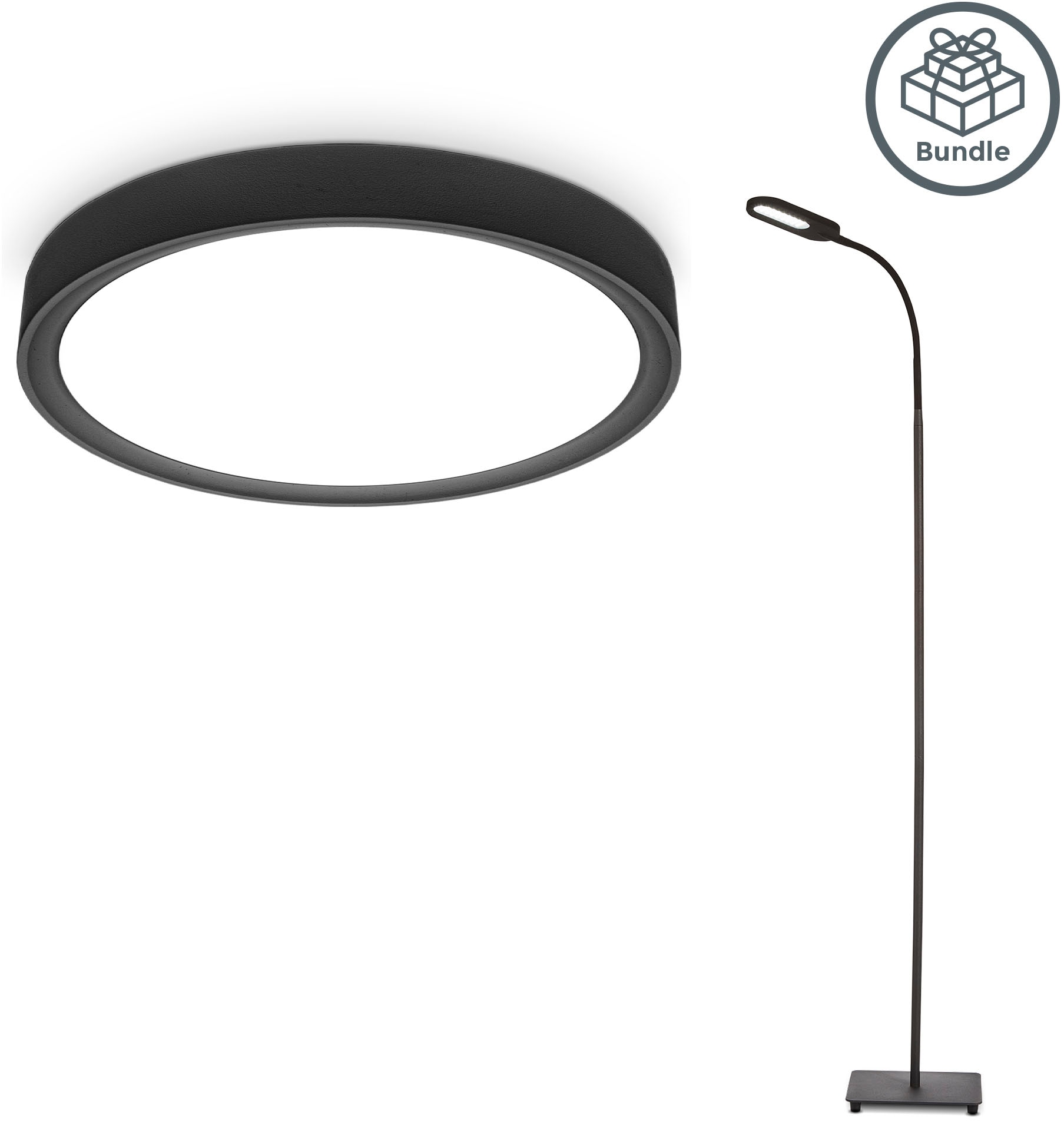 B.K.Licht LED Leuchten-Set, 2-teilig: LED Deckenleuchte + LED Stehlampe 