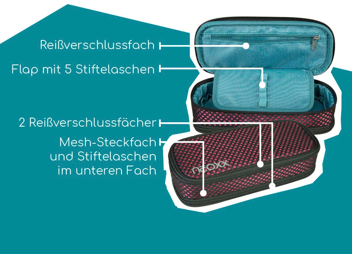 neoxx Schreibgeräteetui »Schlamperbox, Catch, Crazy in Mesh«, aus recycelten PET-Flaschen