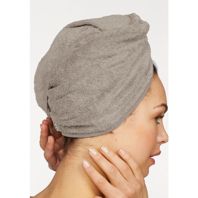 my home Turban-Handtuch »Juna«, (2 St.), mit Knopfverschluss am Hinterkopf ( 2 Stück), einfarbiges Haar-Handtuch online bei OTTO