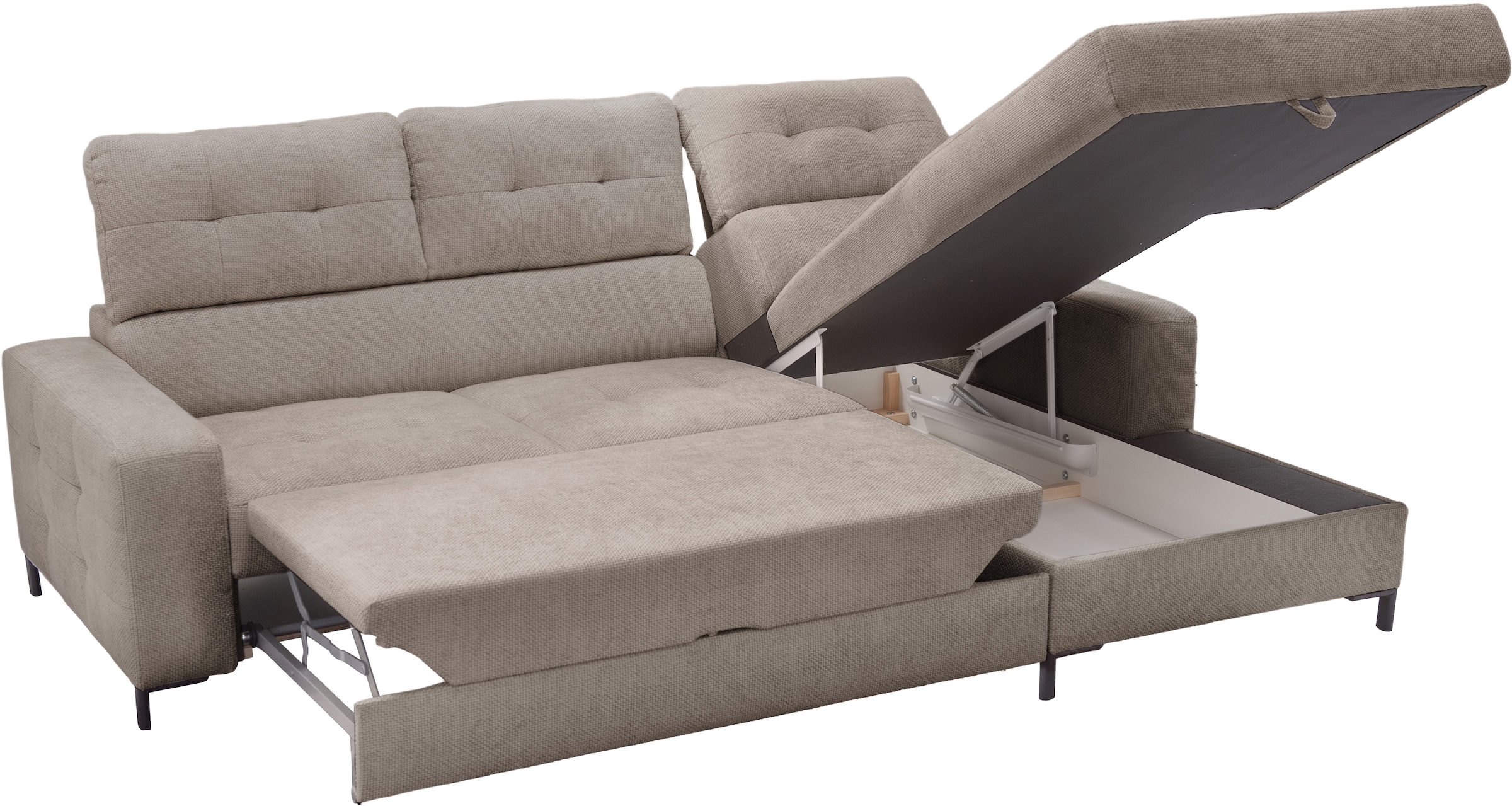 exxpo - sofa fashion Ecksofa »Bonito, mit Rücken- und Sitztiefenverstellung, inkl. Bett & Bettkasten«, Sitztiefenverstellung,Höhenverstellung