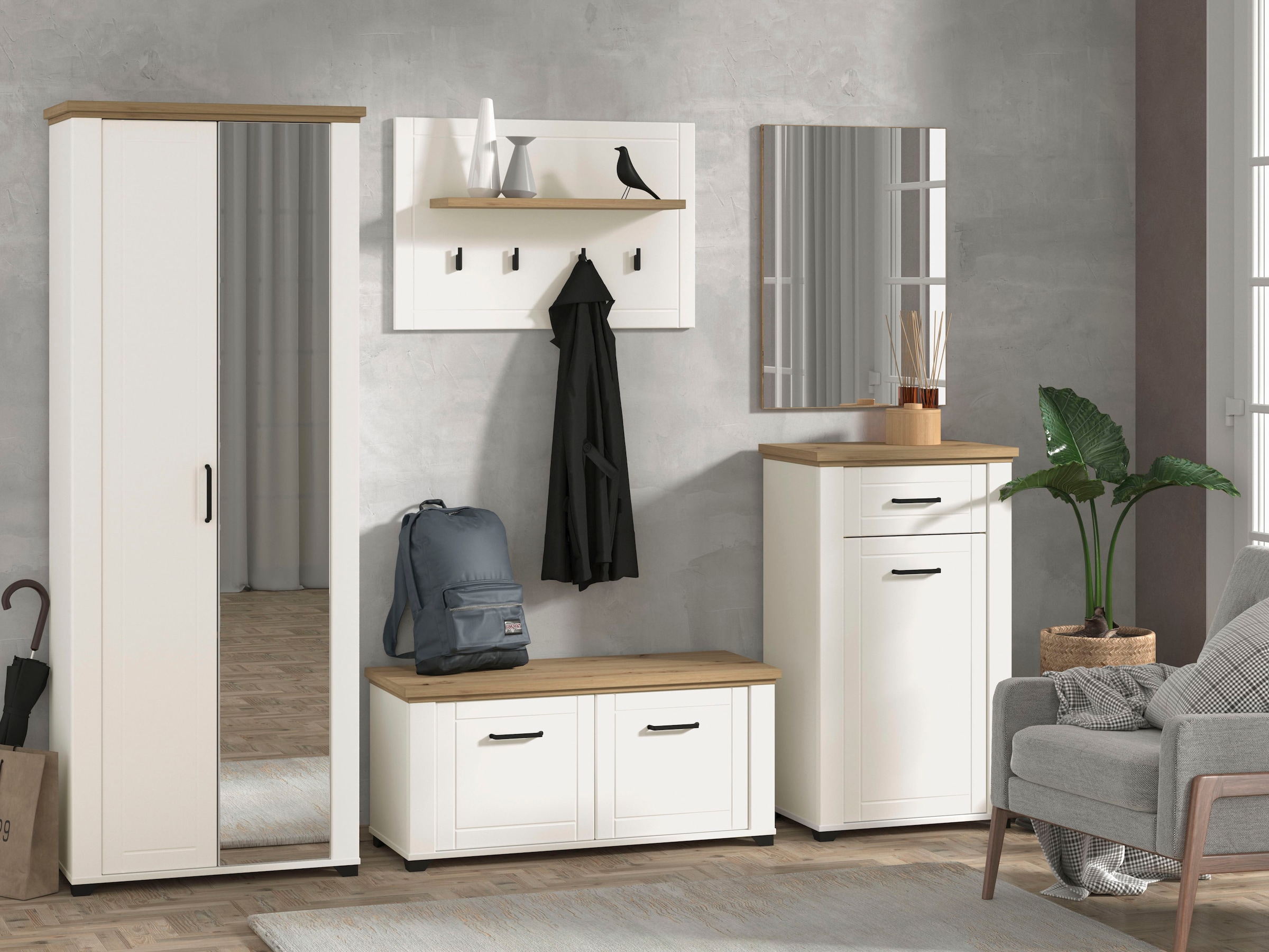 Home Affaire Garderoben-Set »Valencia« Set in weiß, Größe B/H/T: 239 cm cm x 194,5 cm cm x 41 cm cm