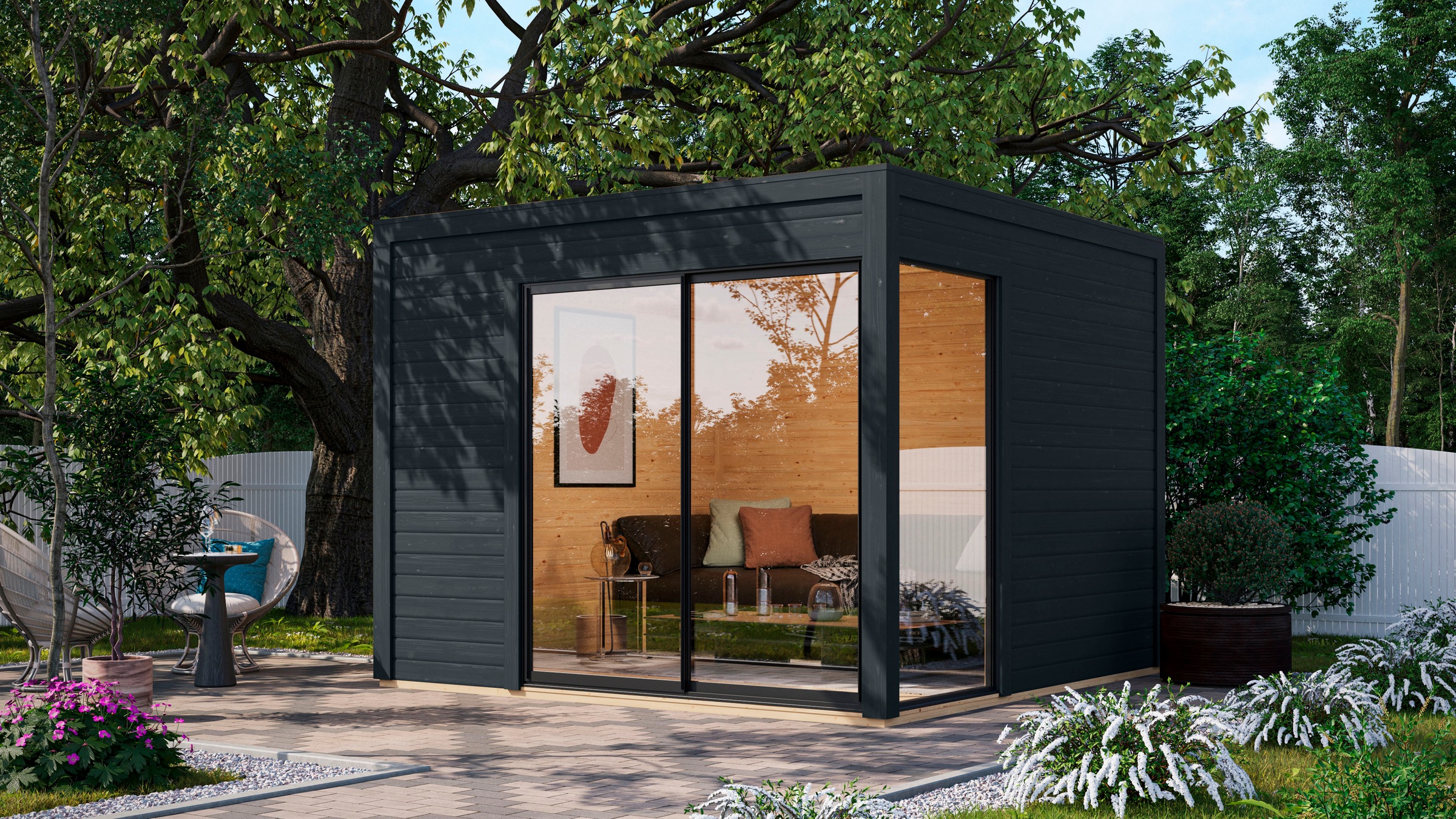 Karibu Gartenhaus »"Ditsche 1", mit Boden und Dachfolie im Paket«, naturbelassen oder anthrazit