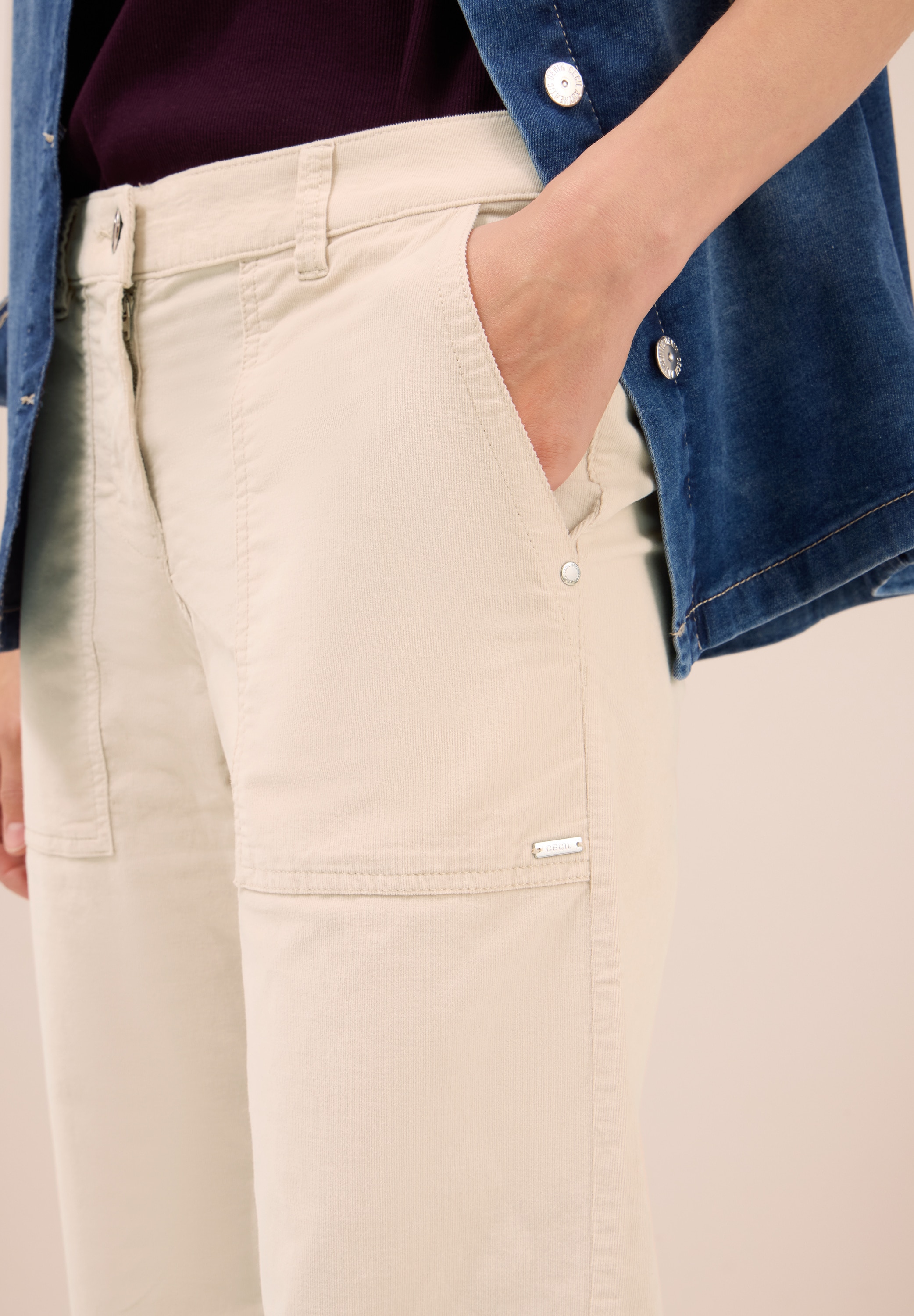 Cecil Cordhose »Style Neele«, Wide Leg, High Waist