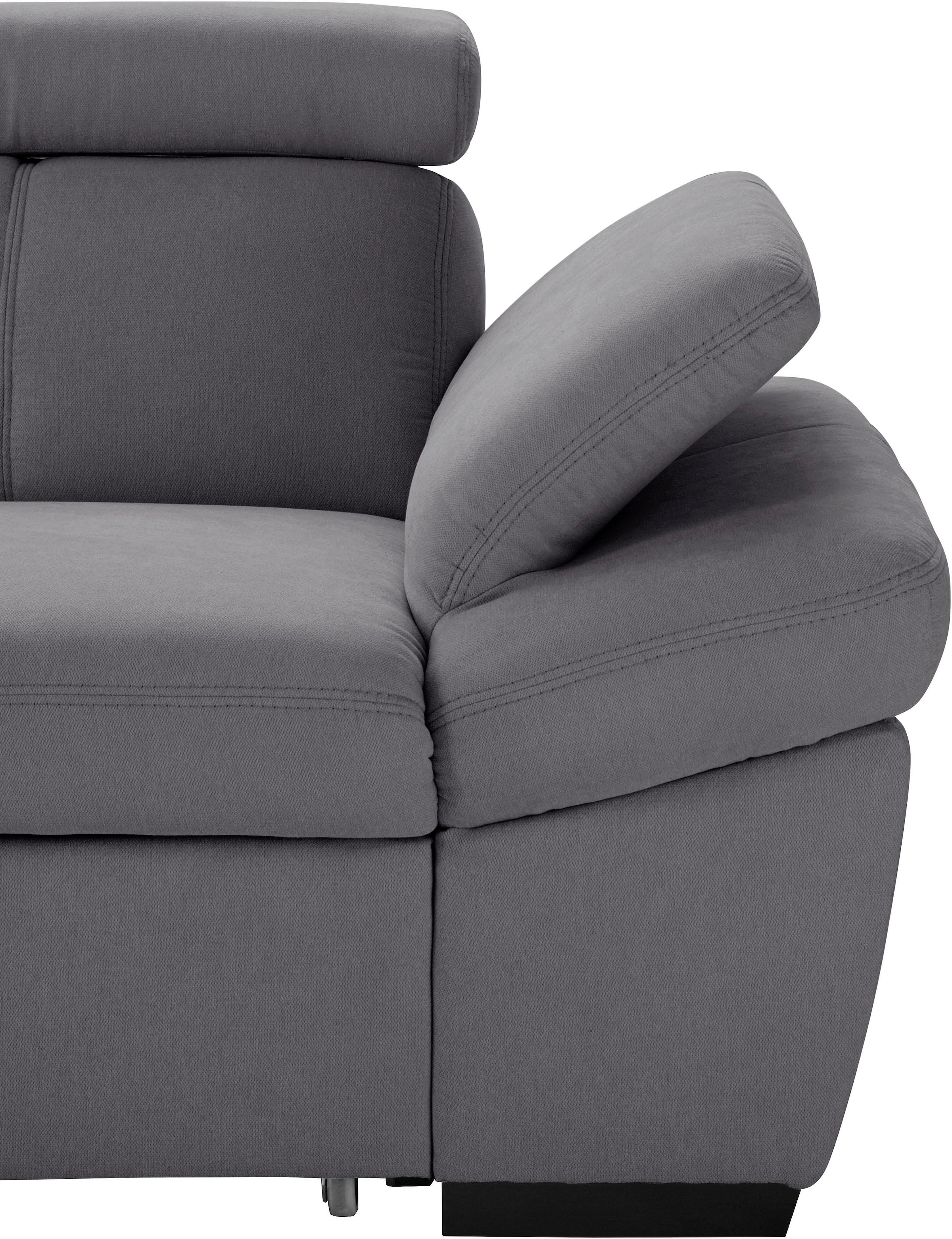exxpo - sofa fashion Ecksofa »Salerno, inkl. Arm-& Kopfteilverstellung, bequem, Breite 280cm, L-Form« wahlweise mit Bettfunktion und Bettkasten, tolle Detailverarbeitung