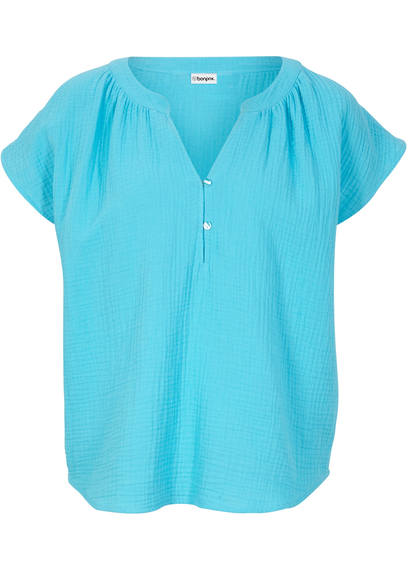 bonprix Shirtbluse »Musselin-Blusentop aus reiner Baumwolle« Oversize-Passform, mit V-Ausschnitt, aus Baumwolle