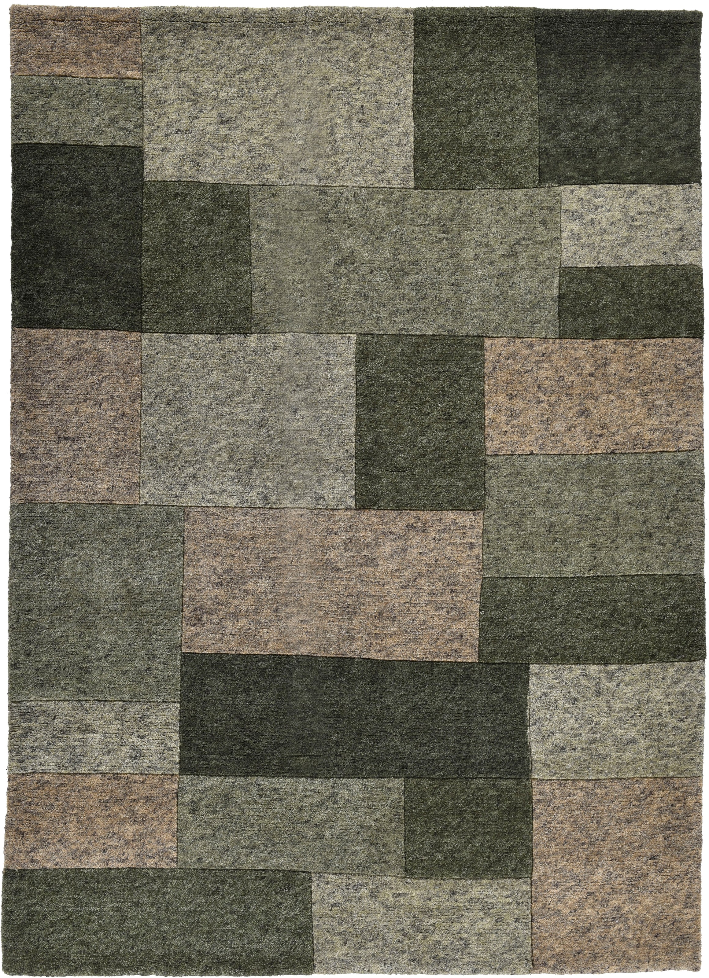 THEKO Wollteppich »Dalas - 7709«, rechteckig, 18 mm Höhe, reine Wolle, handgeknüpft, Patchwork Design