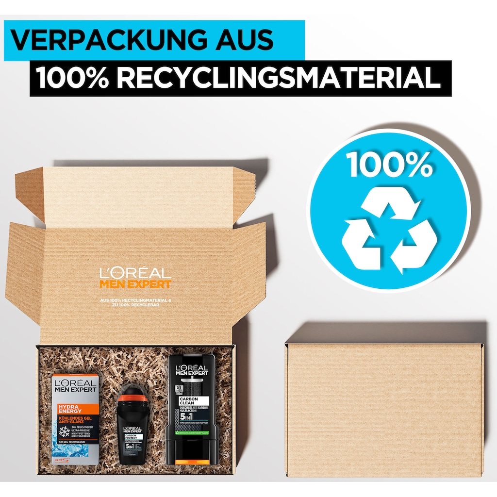 L'ORÉAL PARIS MEN EXPERT Pflege-Set »Bestseller Box«, (3 tlg.), Nachhaltige Box: 100 % Recyclingmaterial, 100 % recycelbar