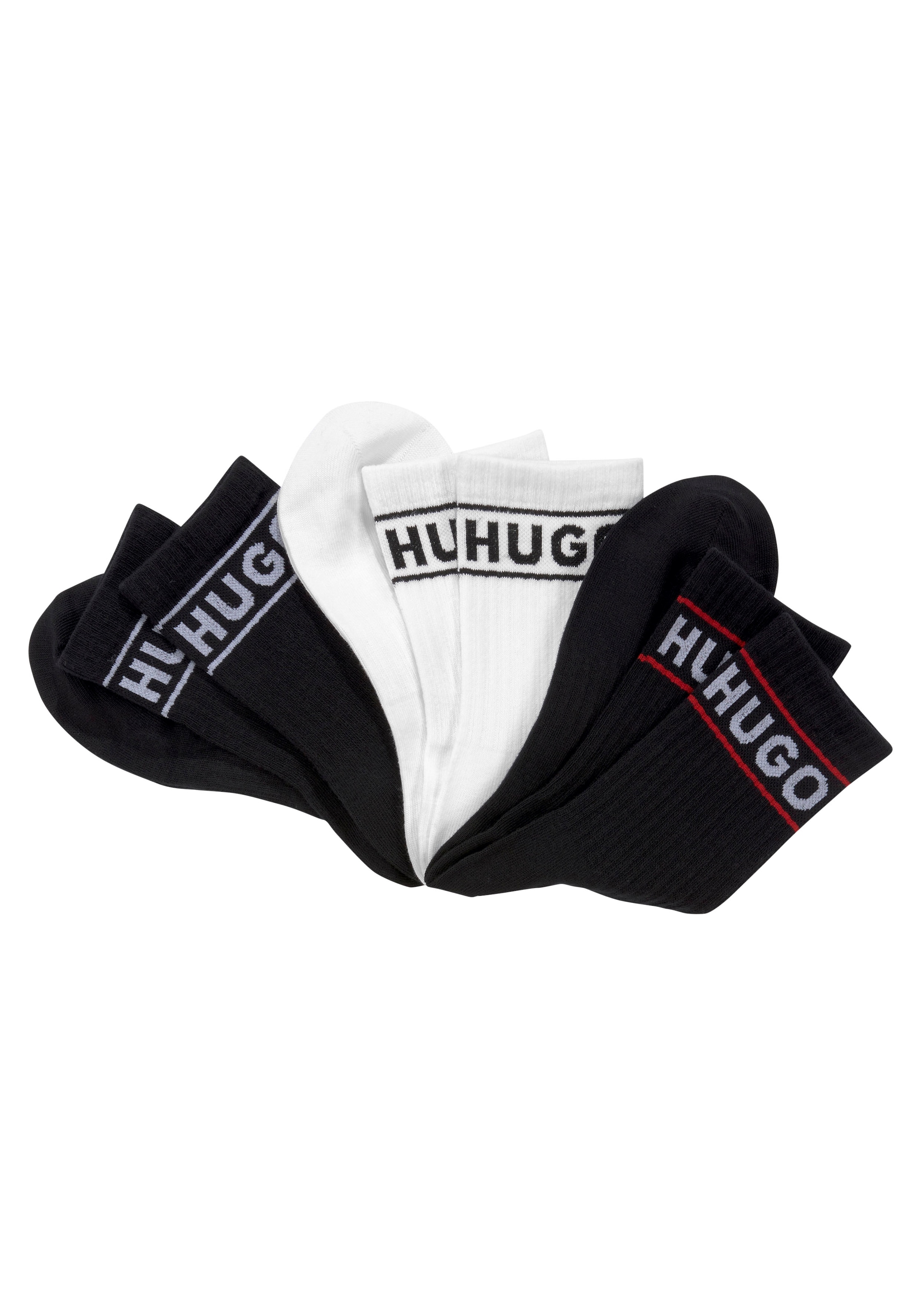 HUGO Underwear Freizeitsocken »3P QSRIB SPORTY CC W« Packung, 3er, 3 Paar tlg. mit kontrastfarbenem Logodetail