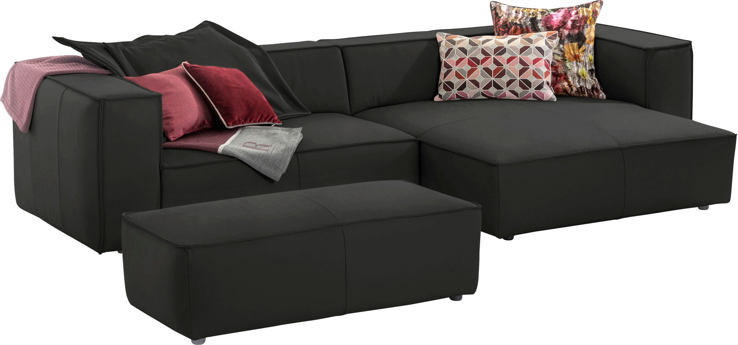 W.SCHILLIG Ecksofa »around-the-block, modern und elegant, bequem, L-Form«, mit eleganter Biese, mit Federkern