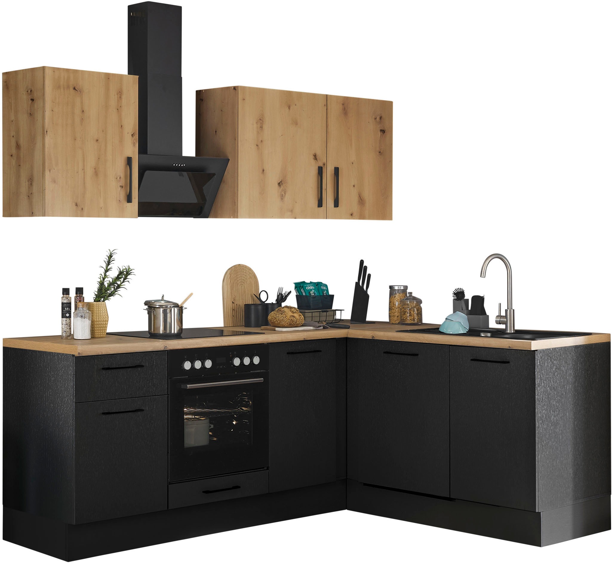 BASIC by Balculina Winkelküche »Turin«, Stellmaße 220x175 cm, wahlweise mit E-Geräten