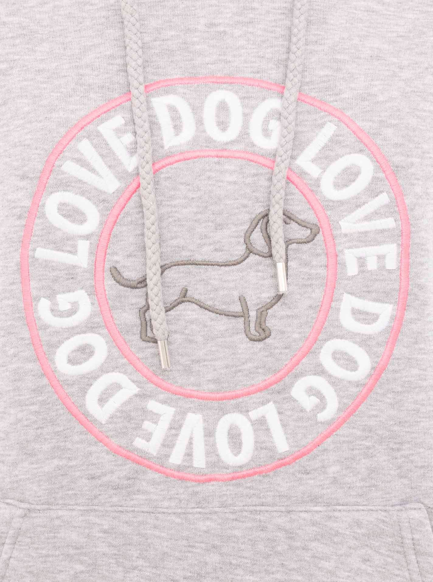 Zwillingsherz Hoodie »"Dog Love"«, Kapuzensweatshirt mit gesticktem Dackel-Motiv und Schriftzug