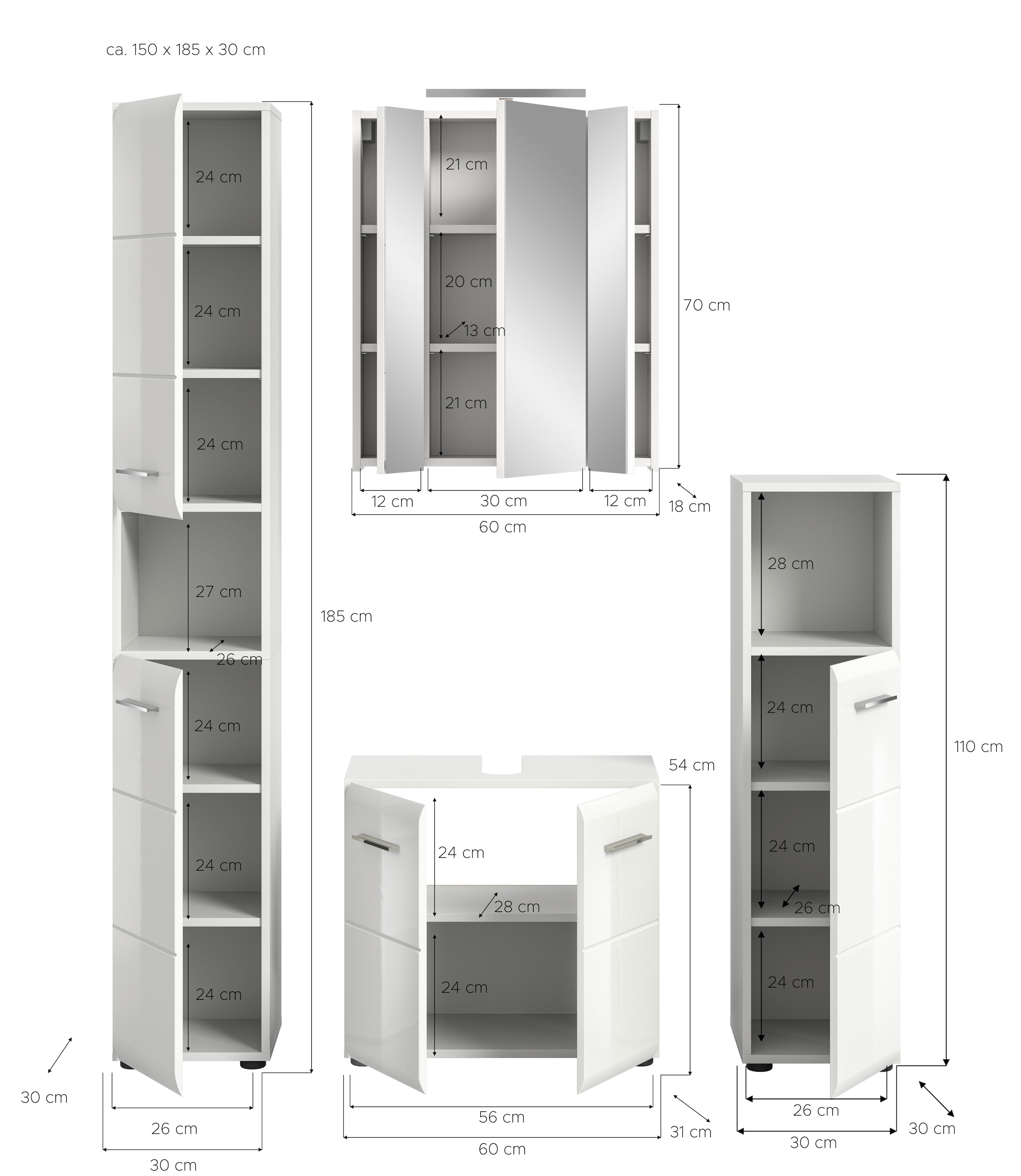 welltime Badezimmer-Set Set, 5 Stk. tlg.